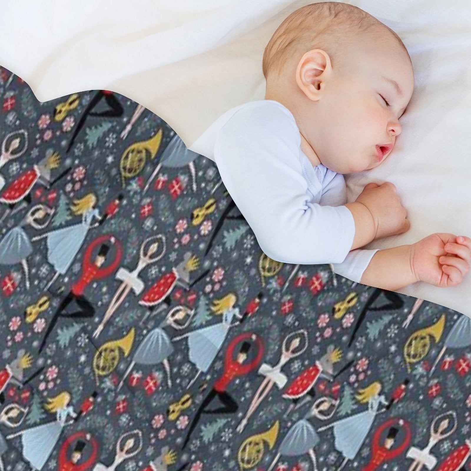 Clara's Nutcracker Ballet Repeat by Robin Pickens Sustainable Throw Blanket