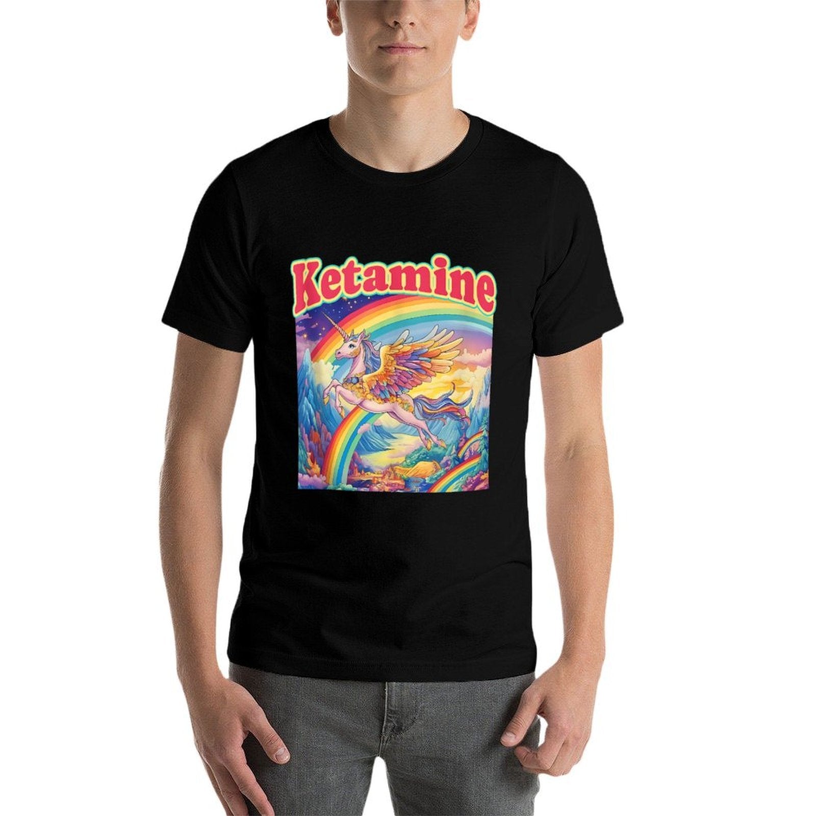 Funny Ketamine Horse Unicorn Emergency Rainbow  Rolled Sleeves T-Shirt