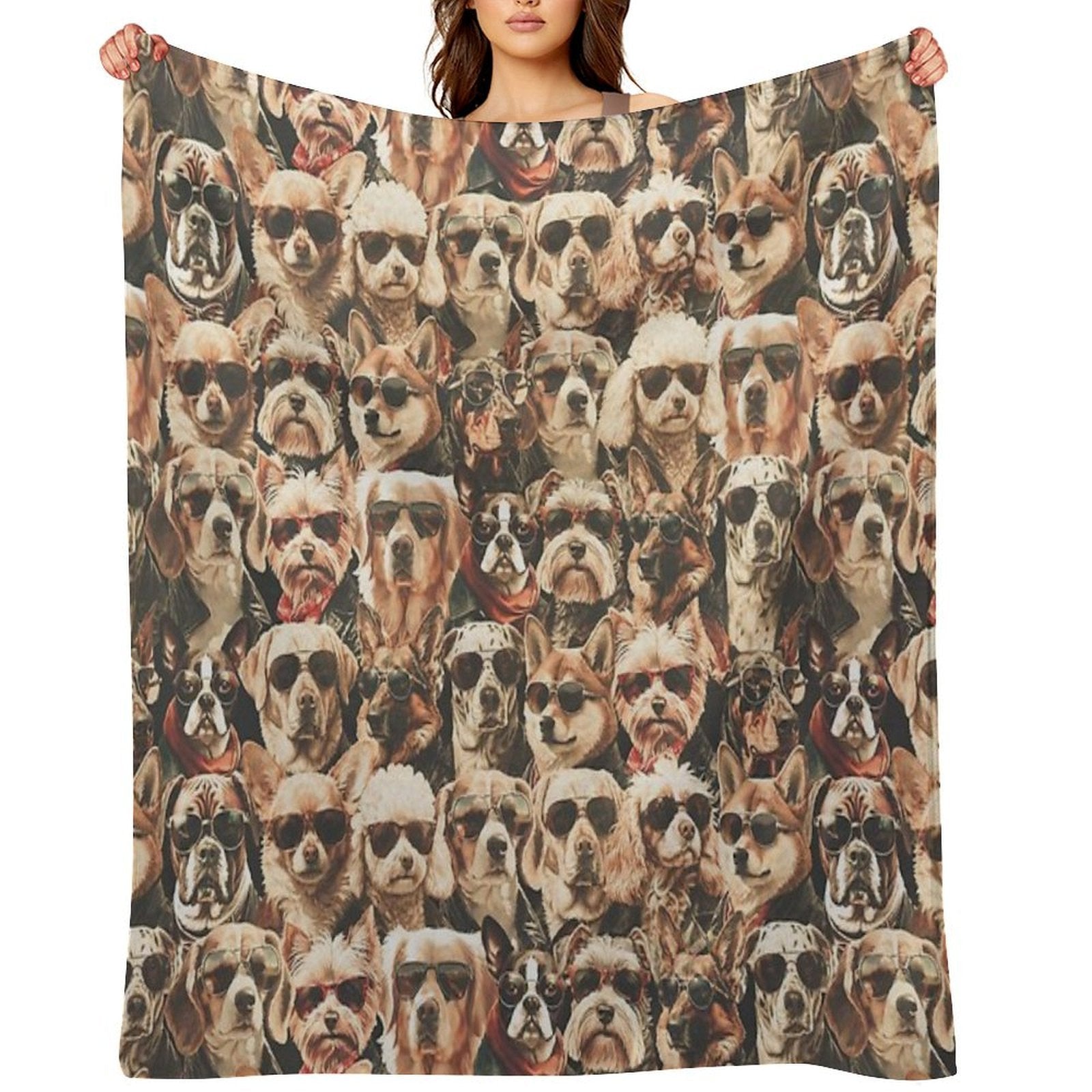 Vintage Anthropomorphic Dogs with Sunglasses Pattern  Dog Art All-season Throw Blanket