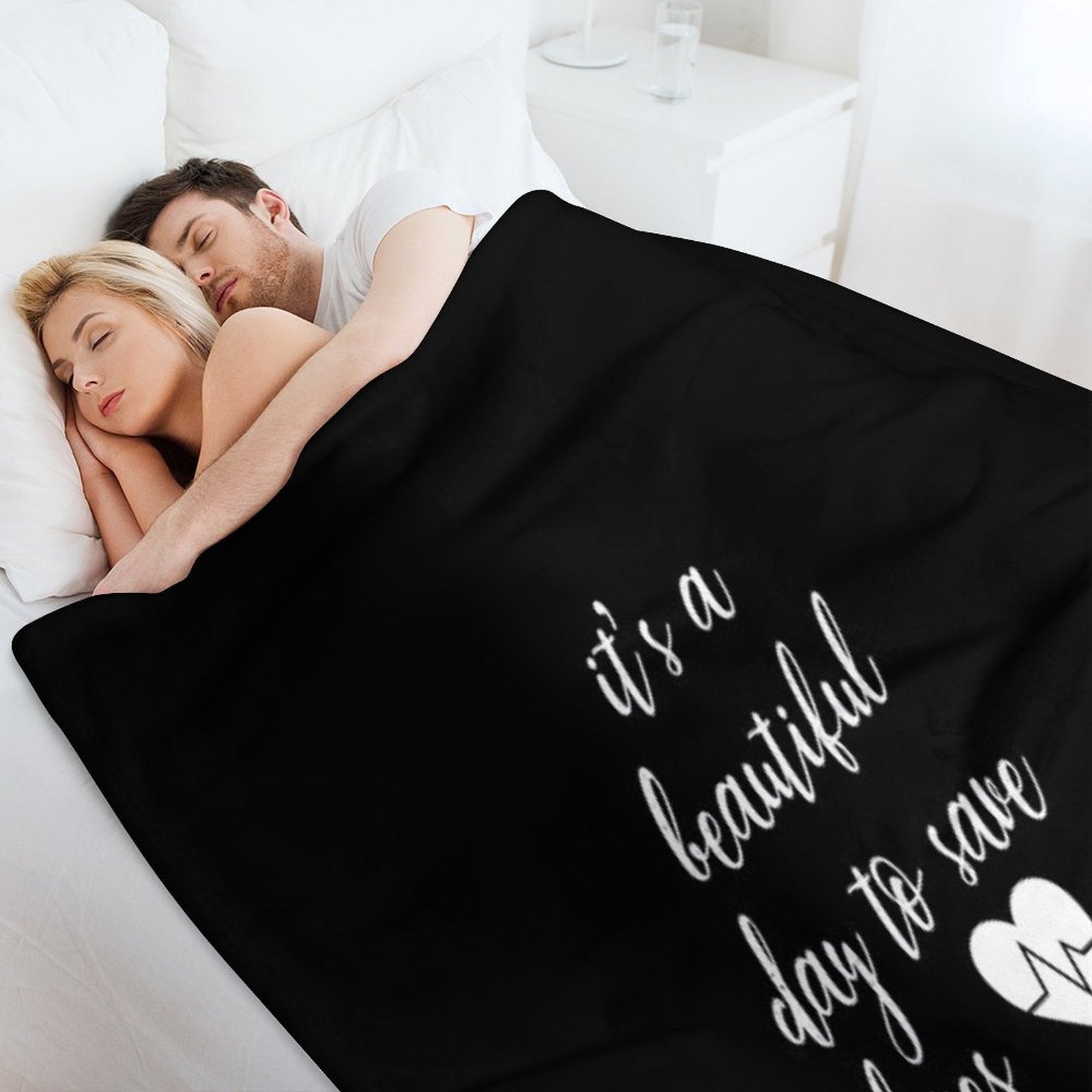 It's A Beautiful Day to Save Lives Quote of Grey's Premium Throw Blanket
