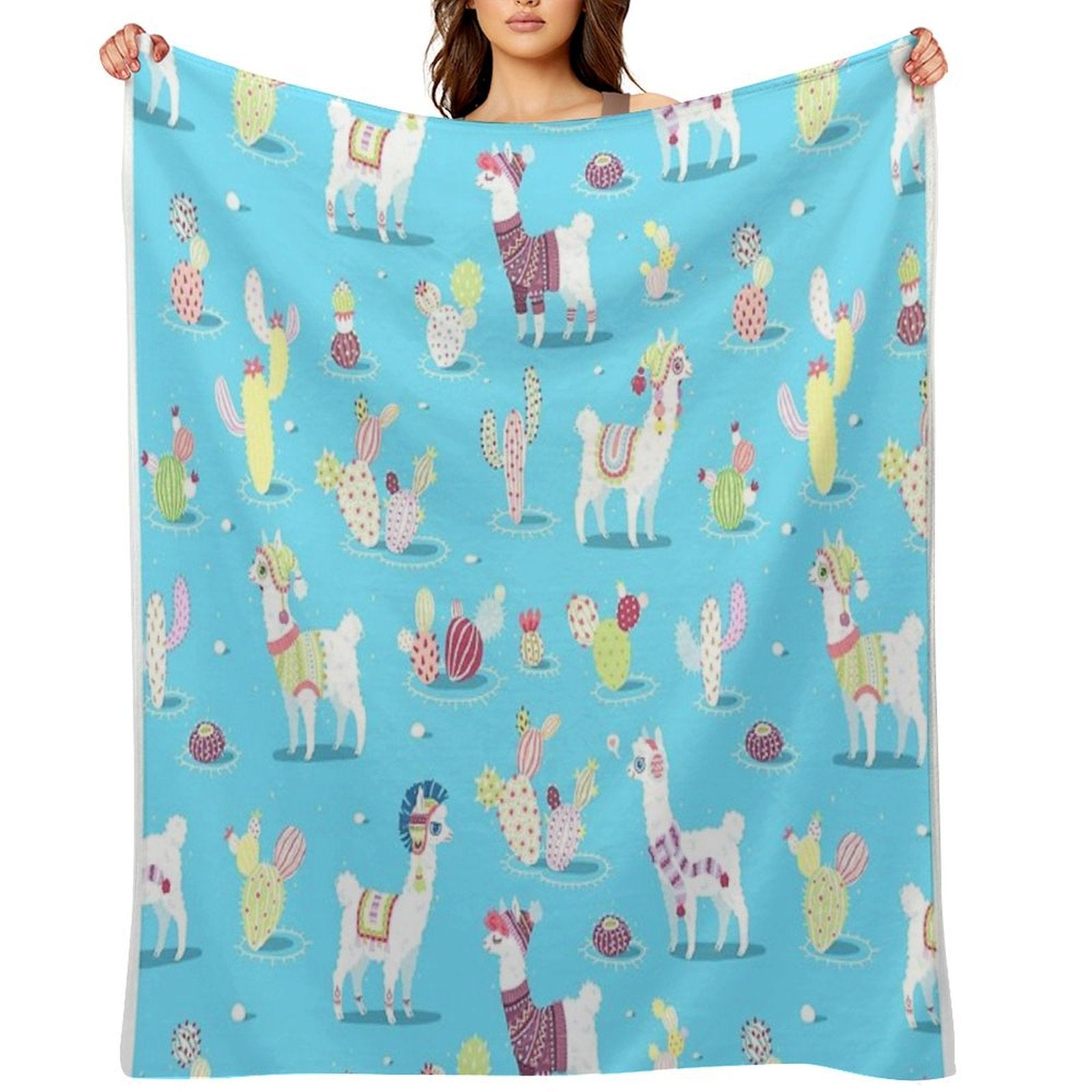 Alpaca Pattern Travel-friendly Throw Blanket