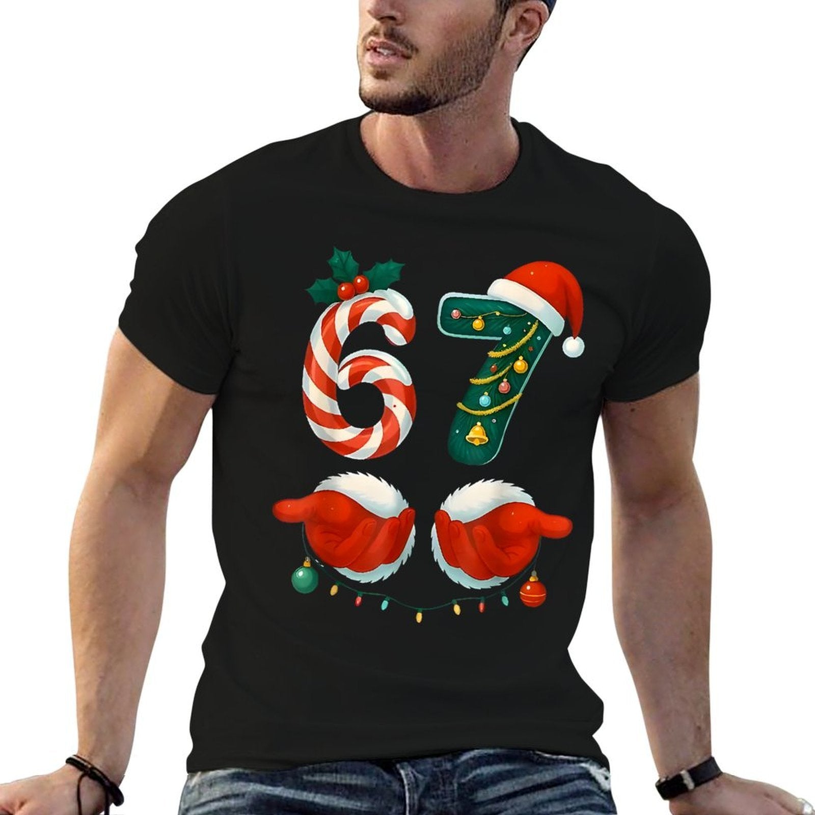67 Meme Six Seven for Kids Women Men Boys Girls Christmas  Slim-fit Cut T-Shirt