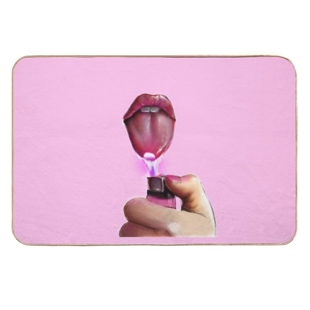 Lips Only I Am A God Crazy Pink  Pet-Safe Bath Mat