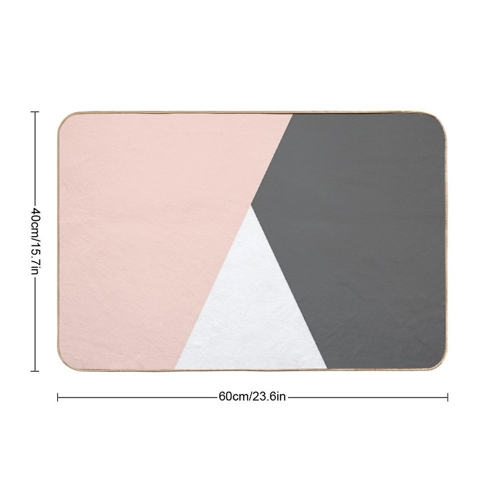 Elegant Blush Pink & Grey Geometric Triangles  Stain-Proof Bath Mat