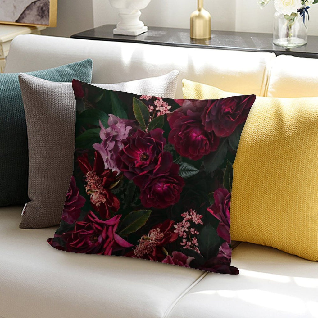 Antique Midnight Botanical Flower Rose Botanical Night Garden Nightgarden Soft Bedroom Essential Throw Pillow