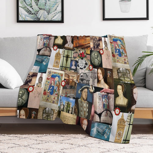Anne Boleyn Collage Easy Care Throw Blanket