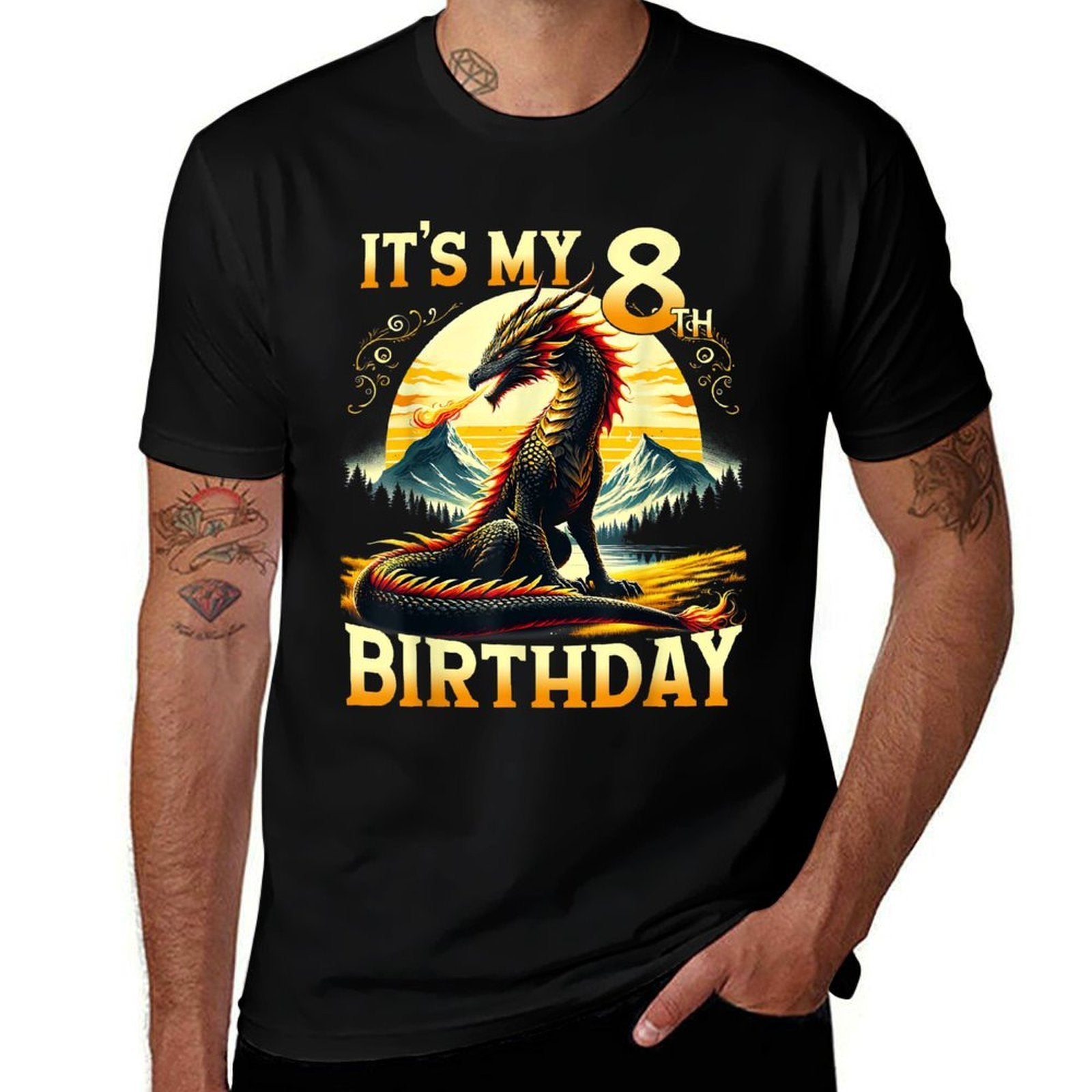 It's My 8th Birthday Dragon 8 Birthday 8 Year Old Boy  Cotton T-Shirt