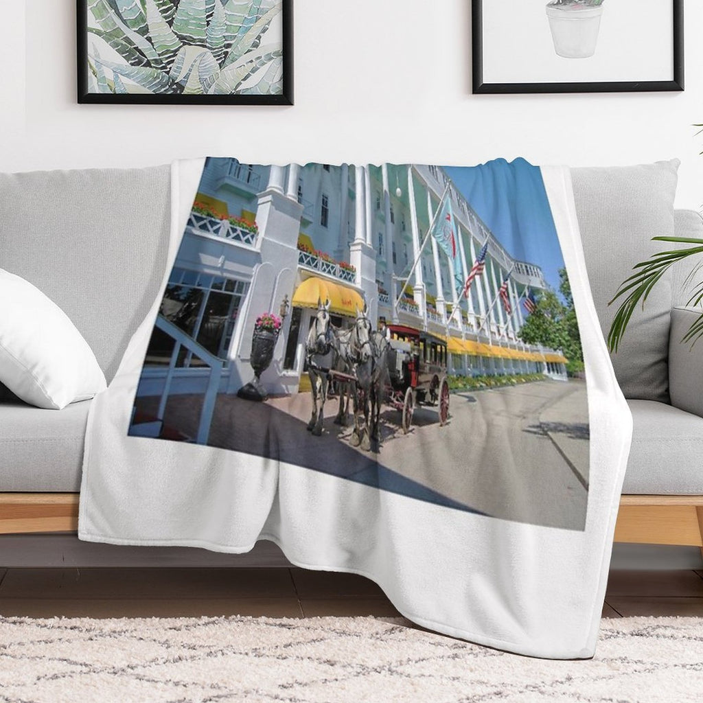 Carriage at The Grand Hotel, Mackinac Island, Michigan Compact Throw Blanket