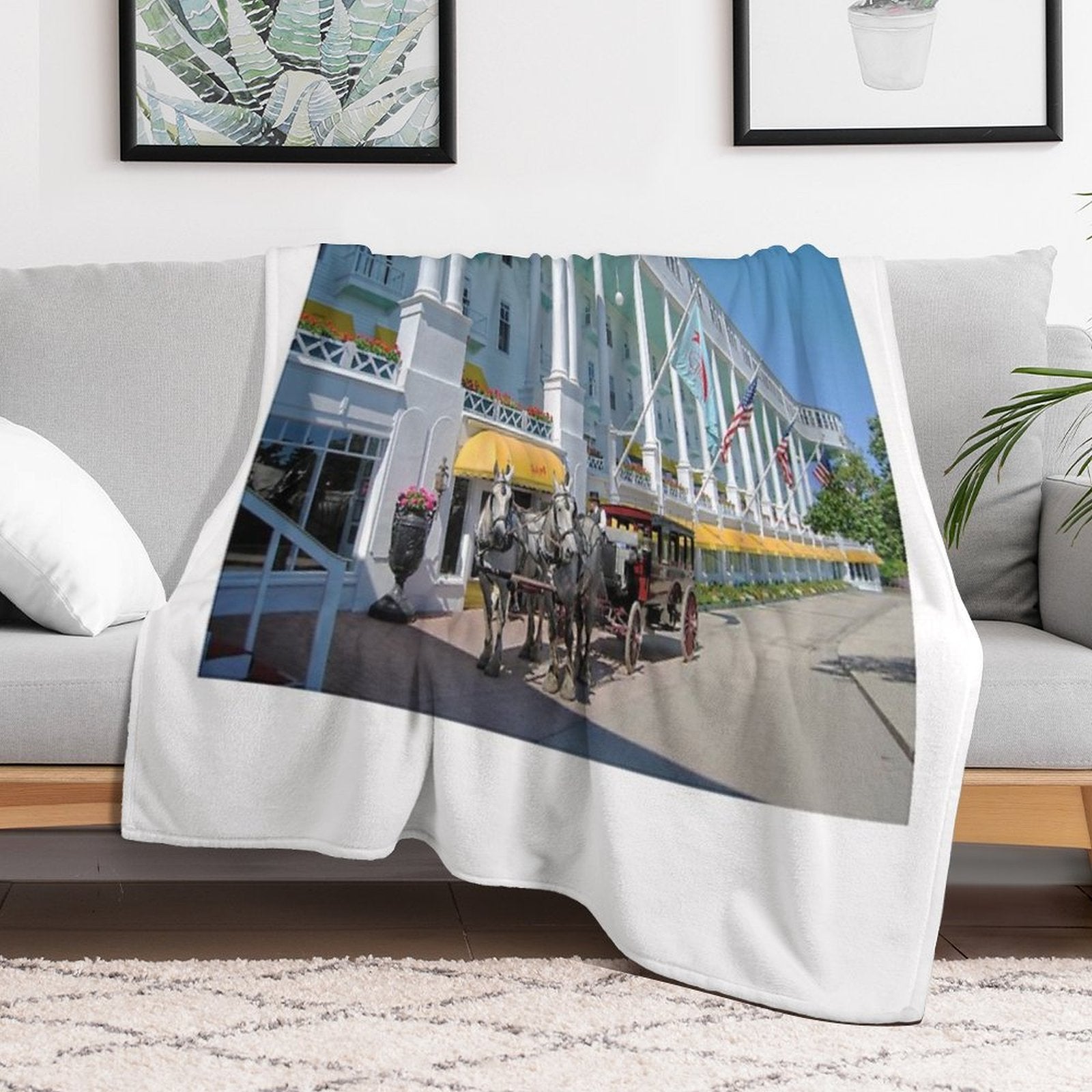 Carriage at The Grand Hotel, Mackinac Island, Michigan Compact Throw Blanket