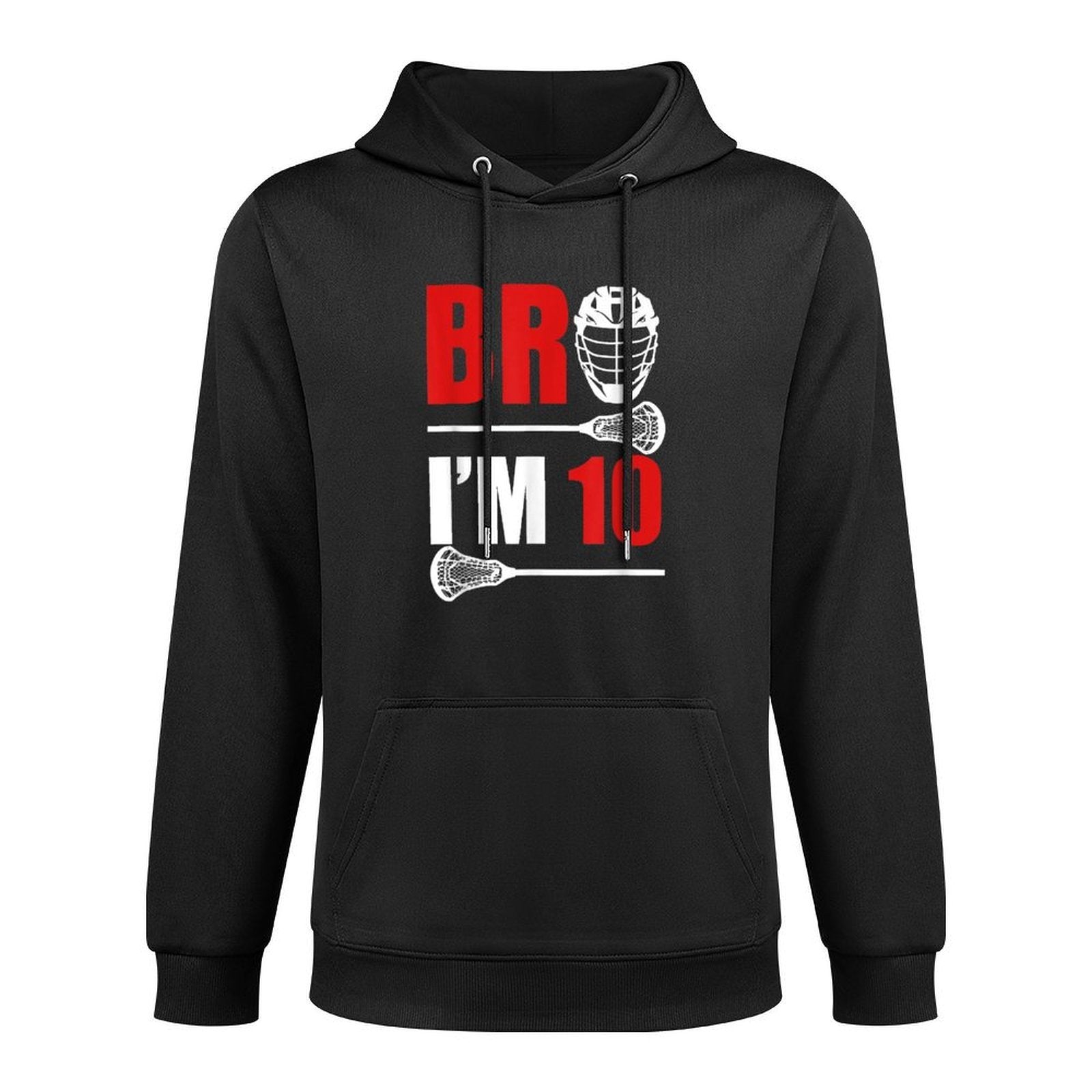 10th Birthday Boy Bro I'm 10 Year Old Lacrosse Theme Breathable Fabric Hoodie