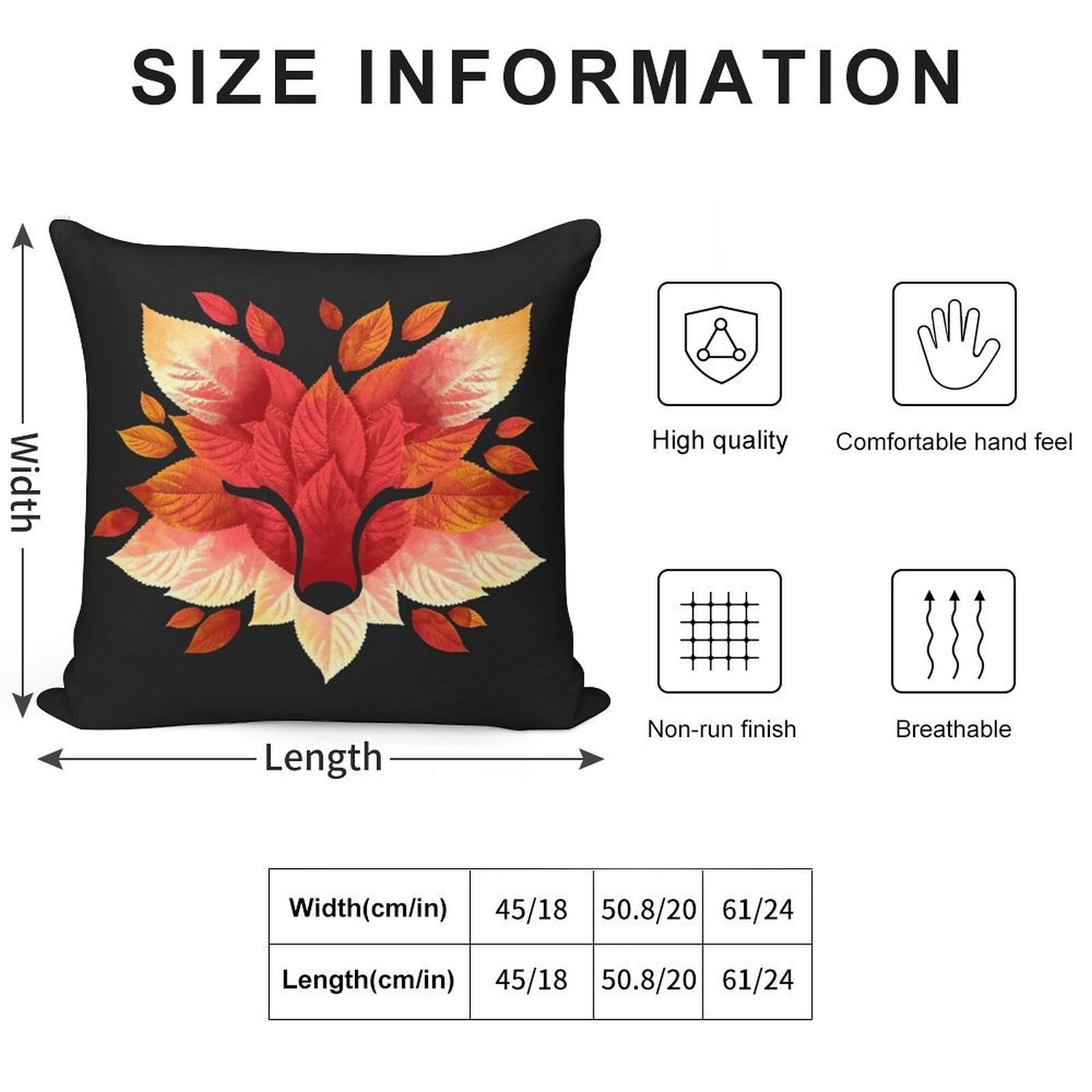 Fox of Leaves Soft Decorative Cover Throw Pillow