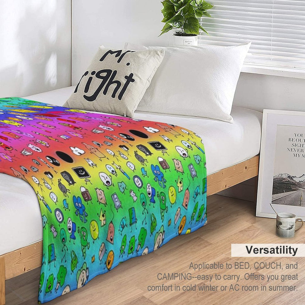BFDI All Characters (Rainbow) Compact Throw Blanket