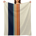 Retro Vertical Stripes Orange Rust Blue Shrink-resistant Throw Blanket