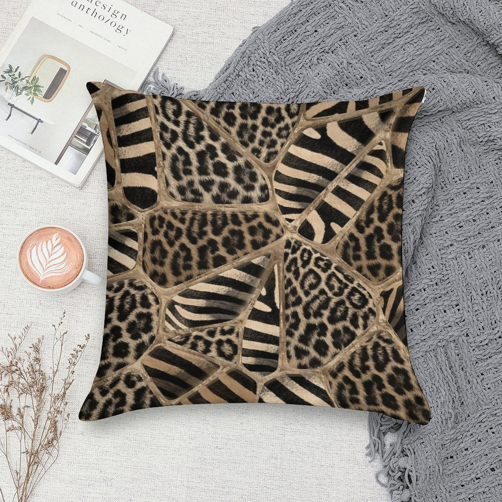 Animal Print - Leopard And Zebra - Pastel Gold Soft Style Accent Throw Pillow