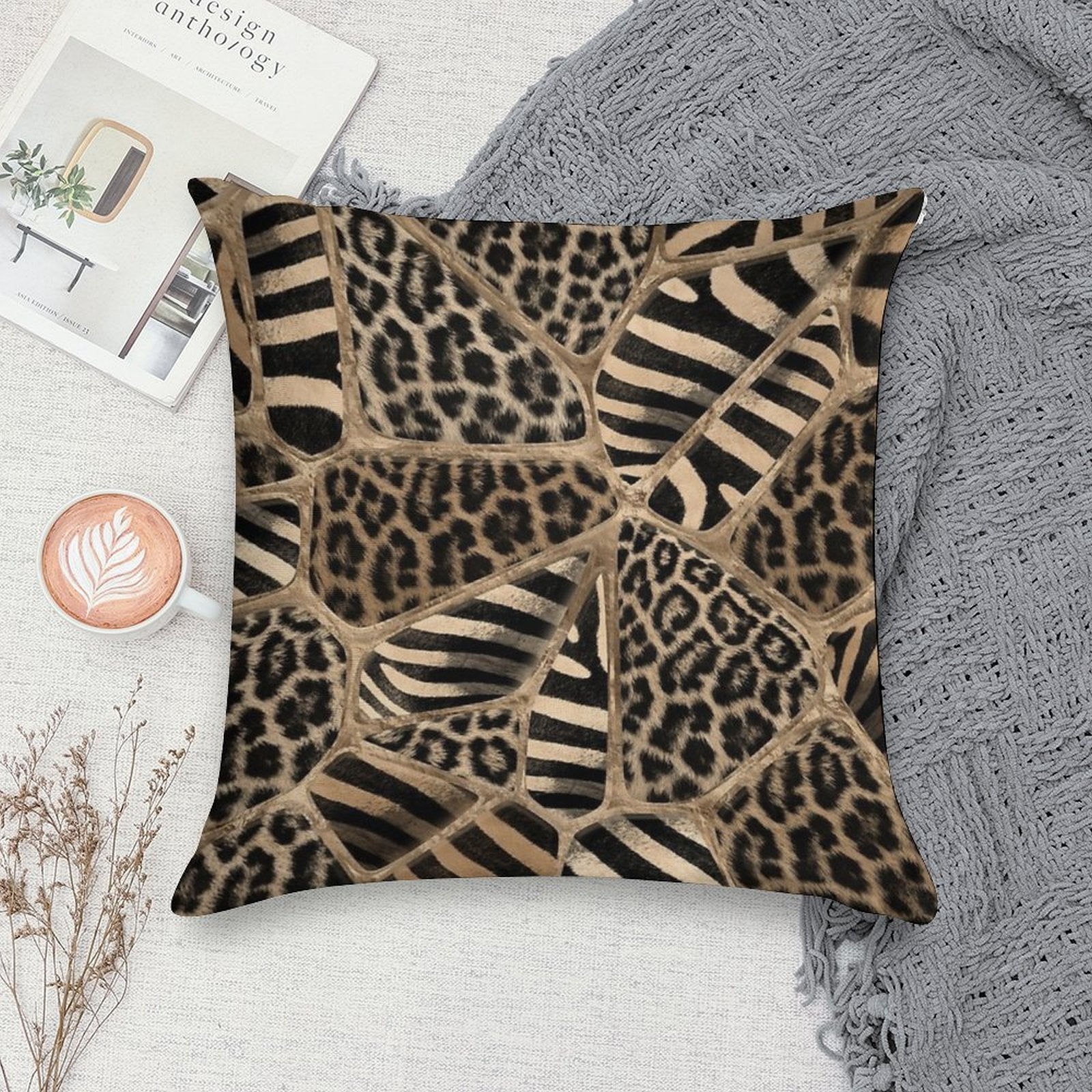 Animal Print - Leopard And Zebra - Pastel Gold Soft Style Accent Throw Pillow