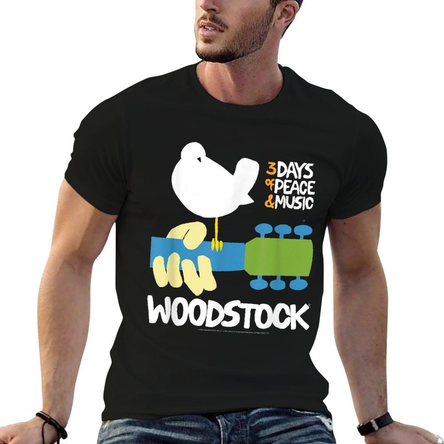 Woodstock - 3 Days Of Peace And Music Poster  High-quality Stitching T-Shirt