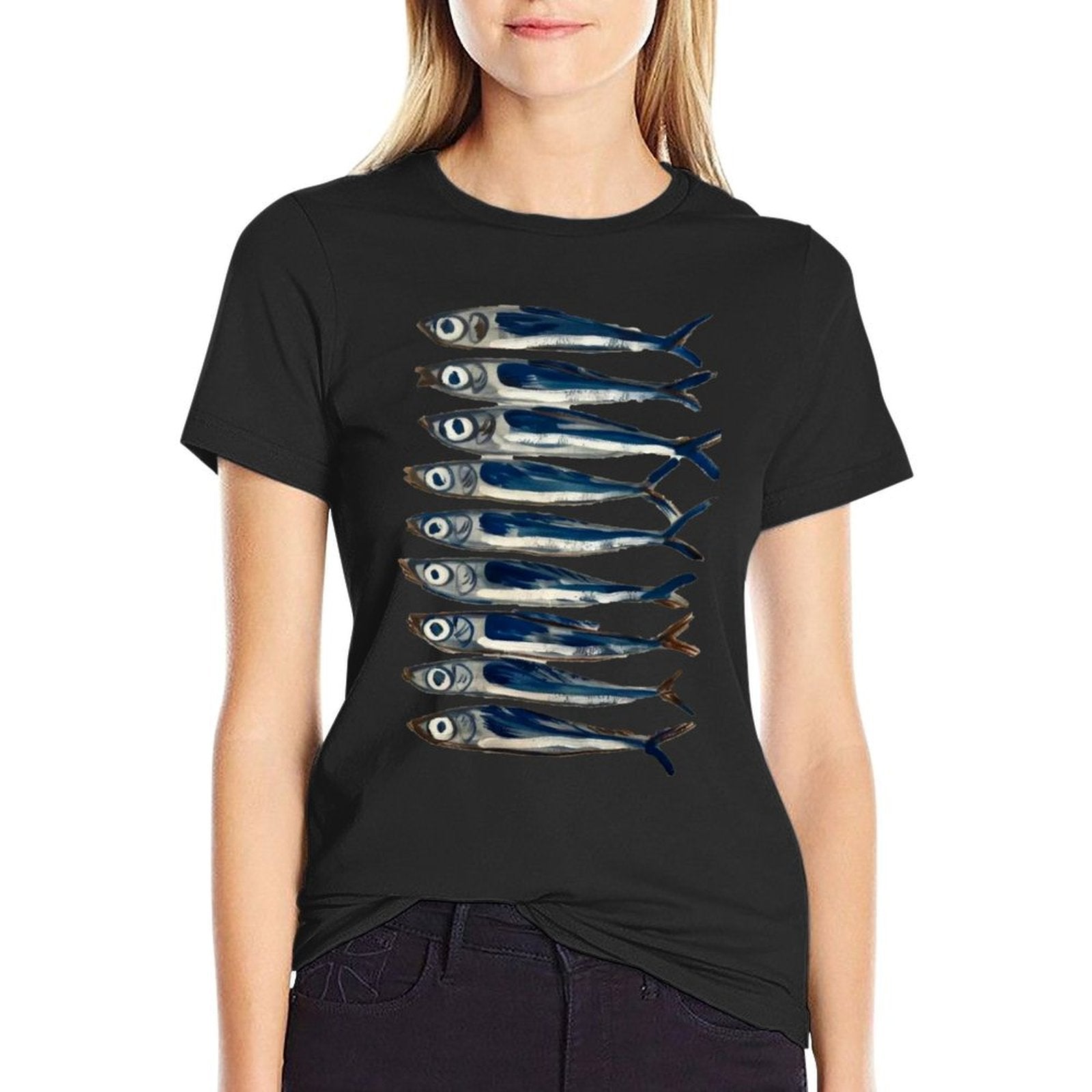 Sardine Painting Antique Still Life Fish Art Fish Restaurant  Moisture-wicking T-Shirt