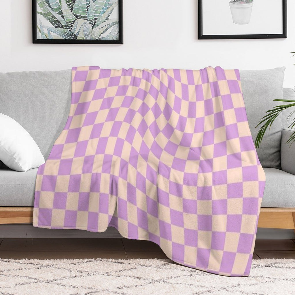 Check V - Lilac Twist Wrinkle-free Throw Blanket