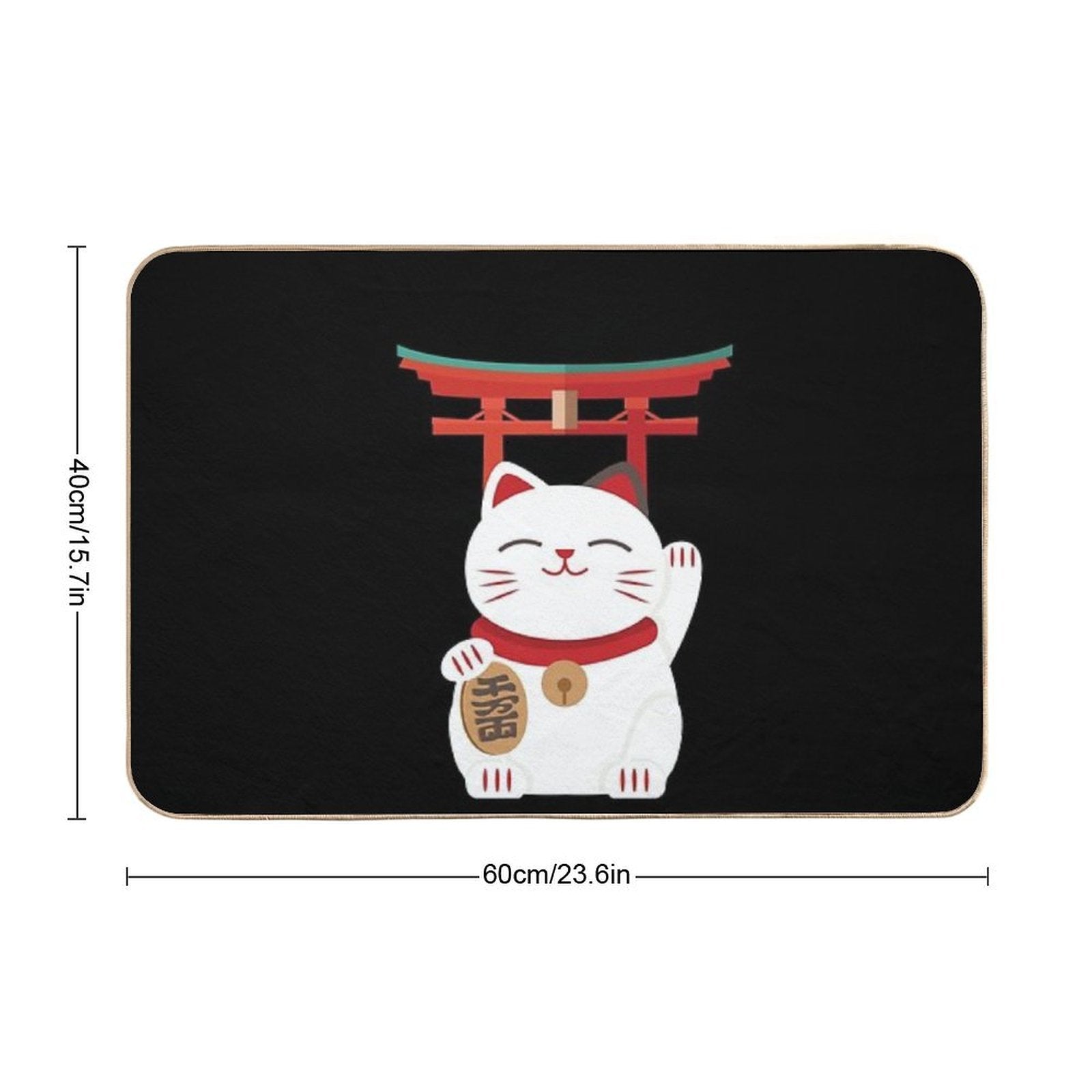 Japanese Blessing Lucky Cat  Dirt-Trapping Bath Mat