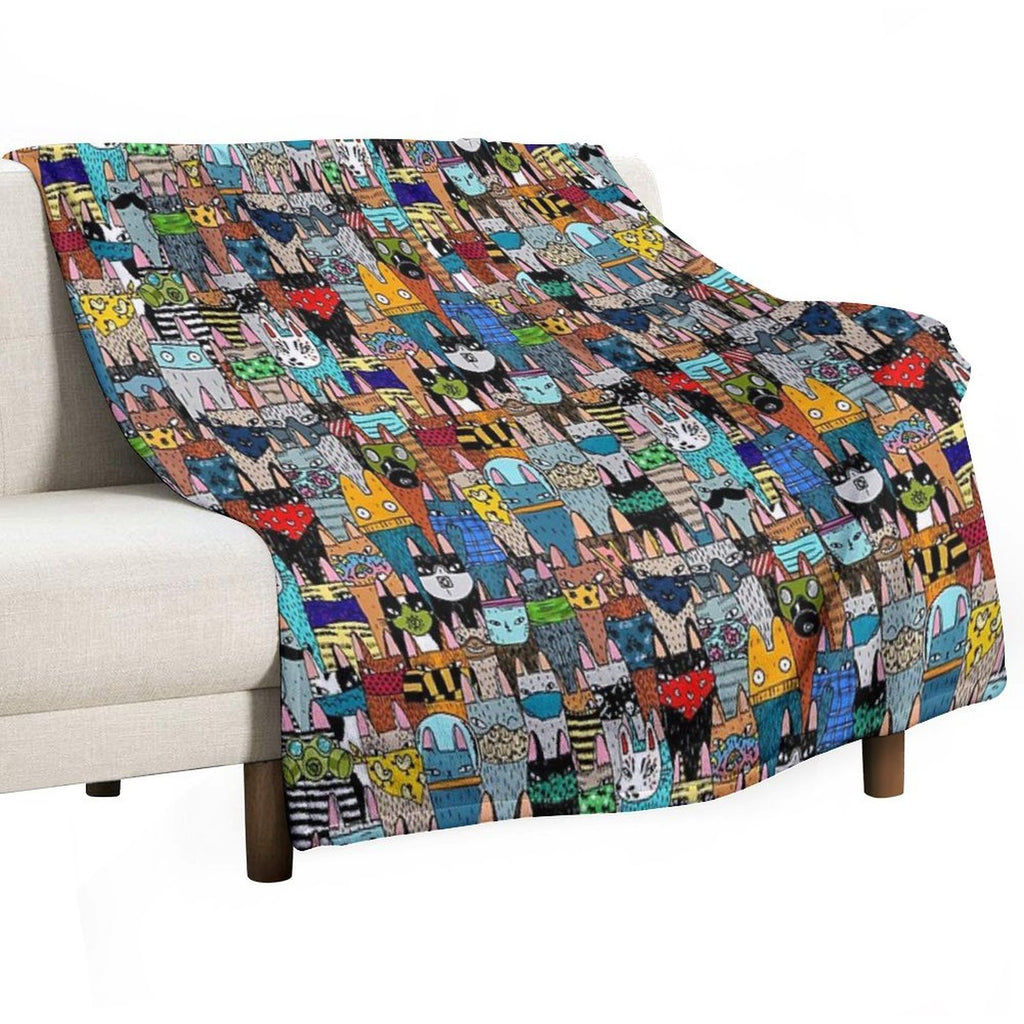 Cats in The Disguise Travel-friendly Throw Blanket