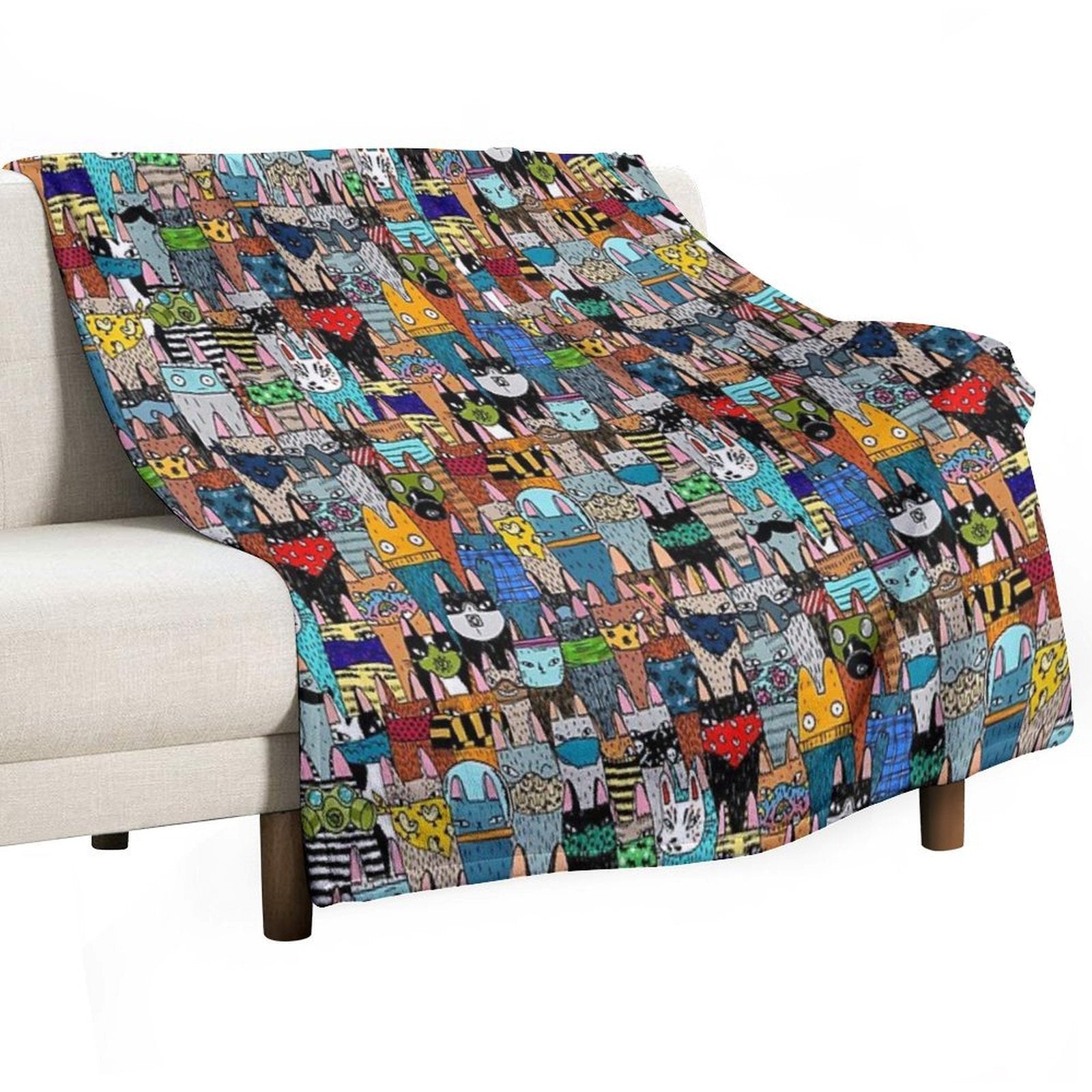 Cats in The Disguise Travel-friendly Throw Blanket