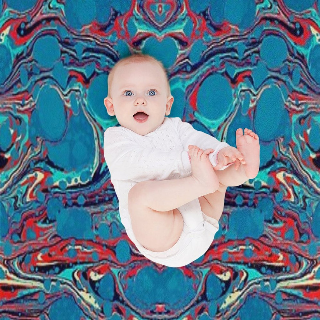 Psychedelic Blue Red Marbled Paper Shrink-resistant Throw Blanket
