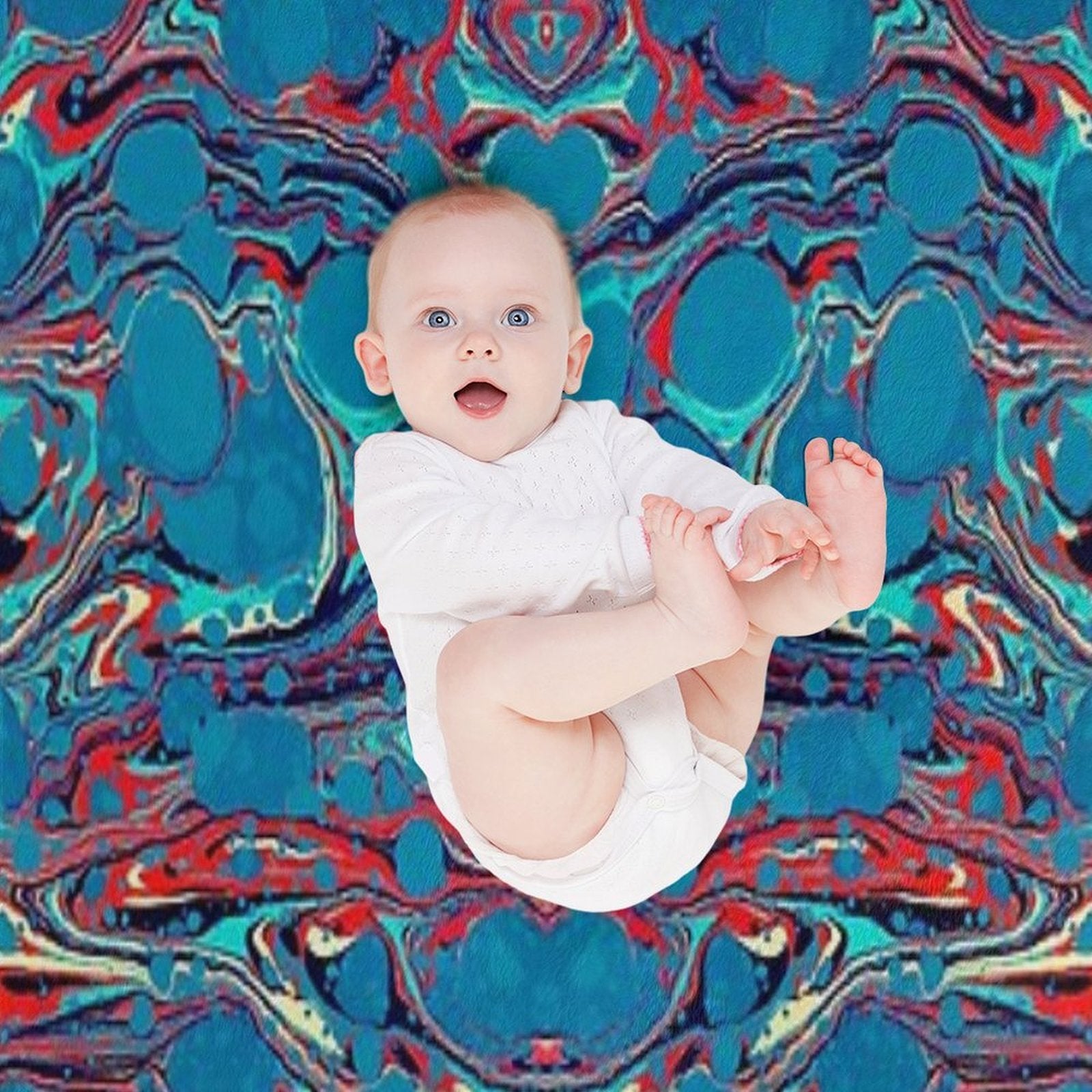 Psychedelic Blue Red Marbled Paper Shrink-resistant Throw Blanket