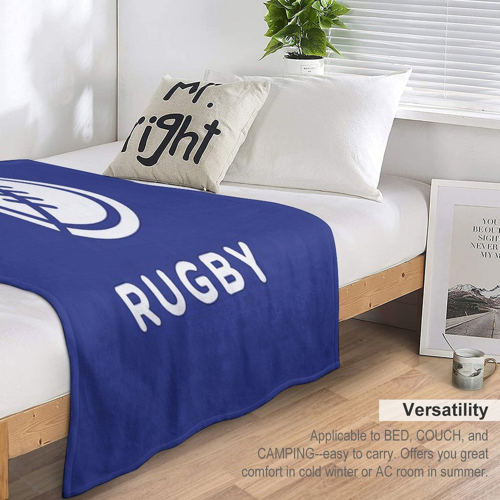 Tough Tackle Rugby Logo in White Versatility Throw Blanket