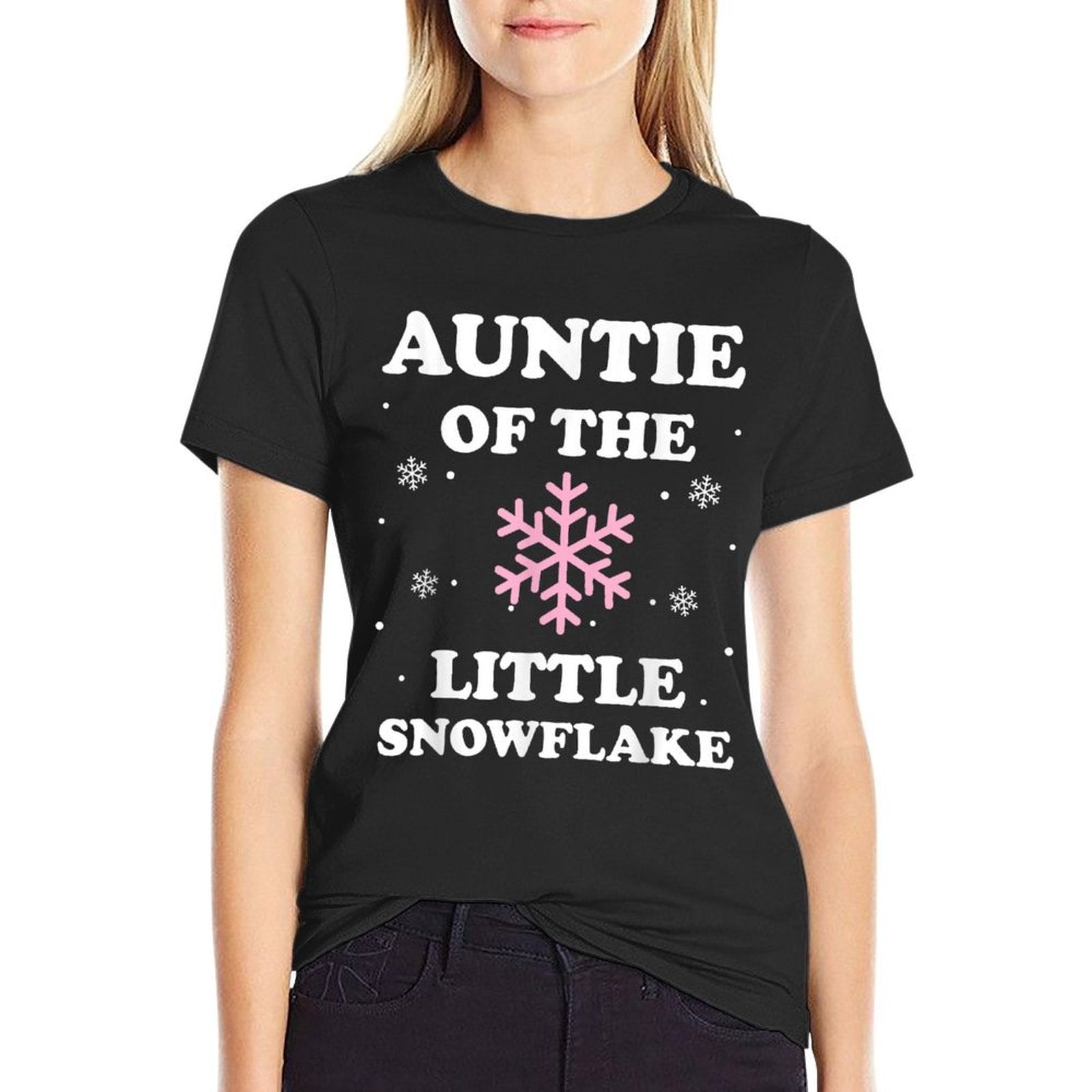 Auntie of The Little Snowflake Christmas Baby Shower Girl  High-quality Stitching T-Shirt