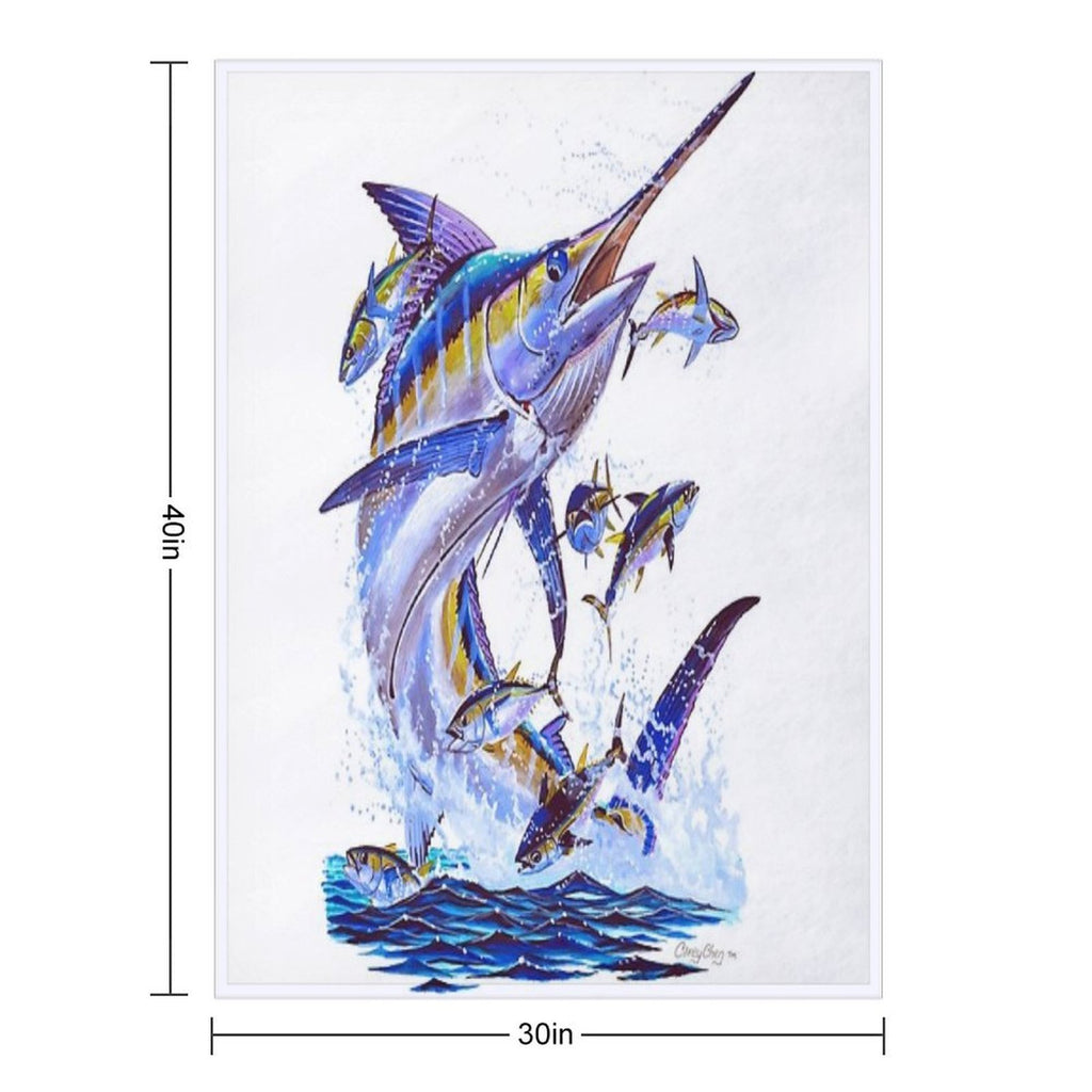Blue Marlin And Tunas Quick-dry Throw Blanket