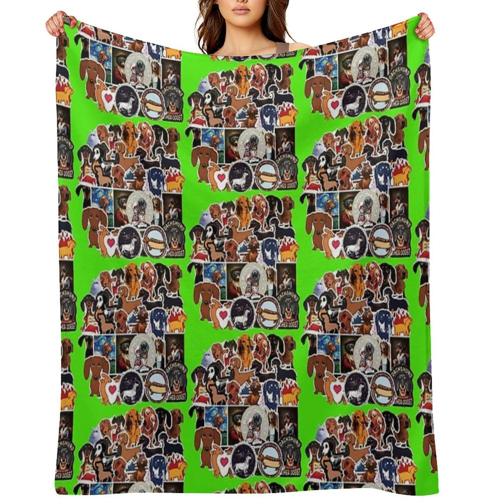 I Love Dachshunds, Collage. Easy Care Throw Blanket