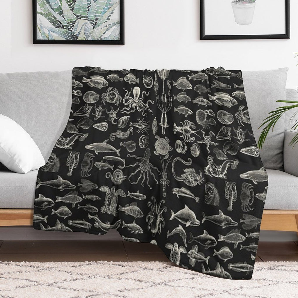 Sea Creatures - White Quick-dry Throw Blanket