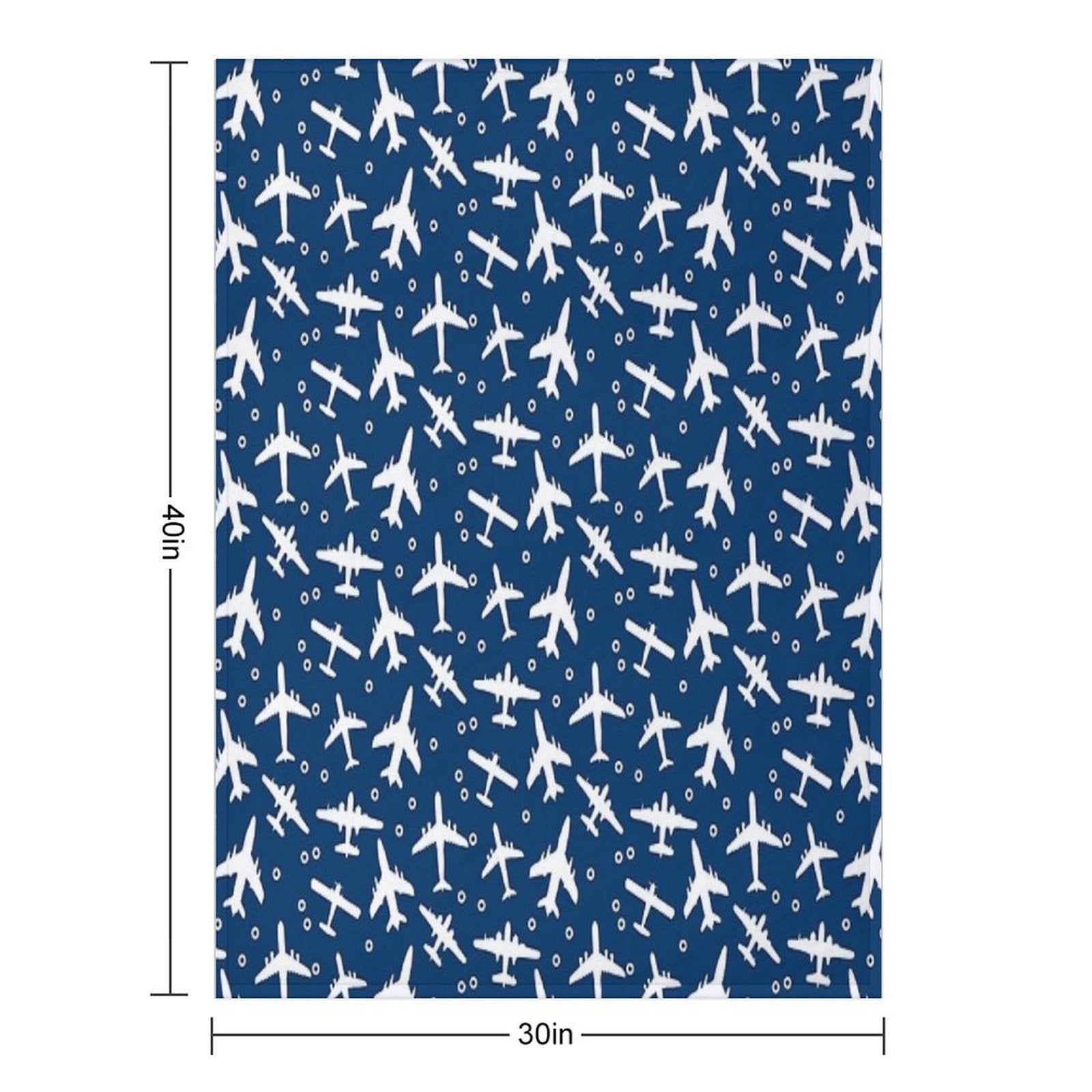 Blue And White Aeroplanes Silhouette Pattern Premium Throw Blanket