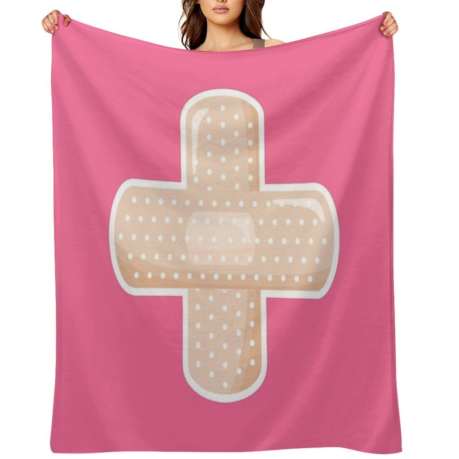 First Aid Kit Plaster - Pink Durable Throw Blanket