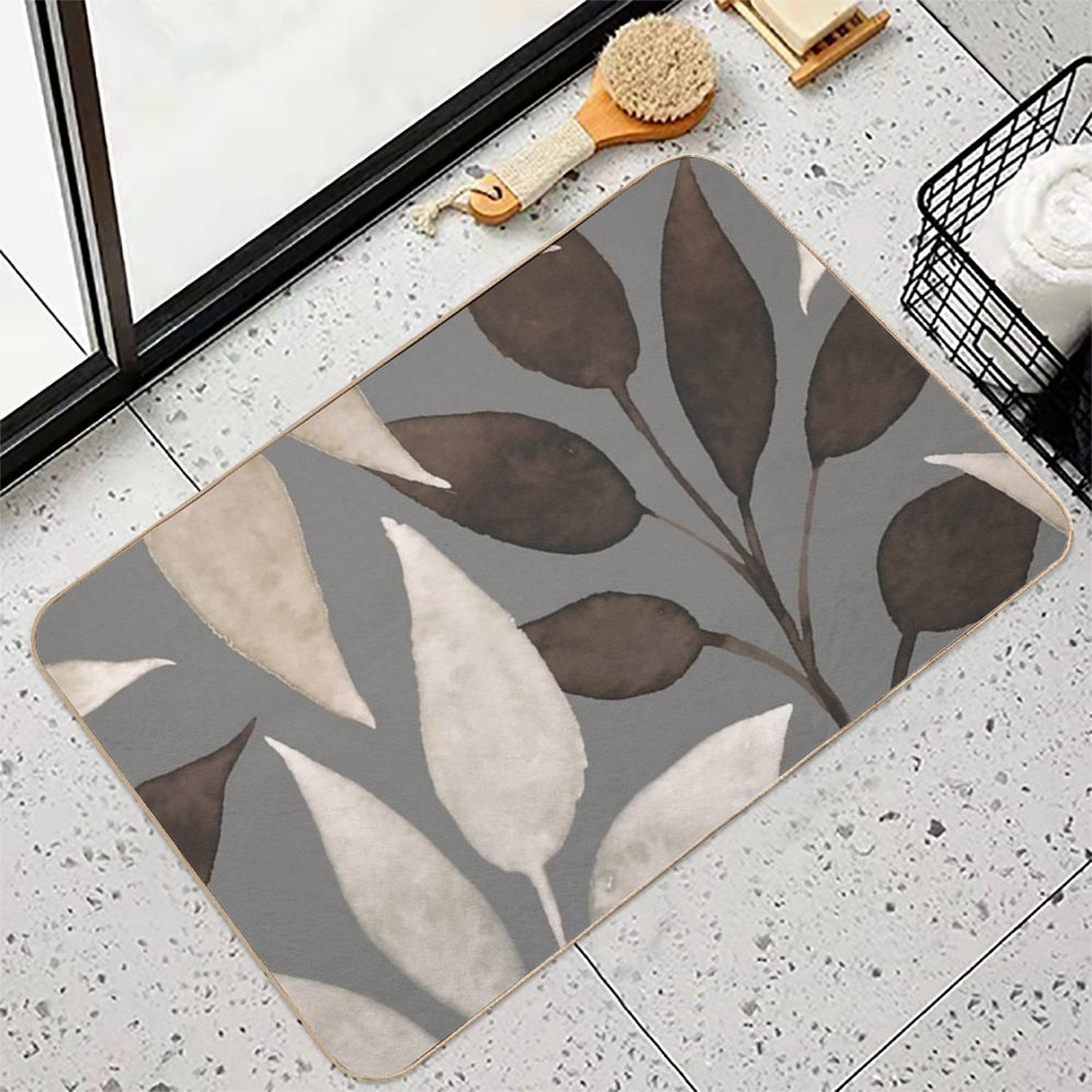 Leaves Design.  Multi-Purpose Bath Mat