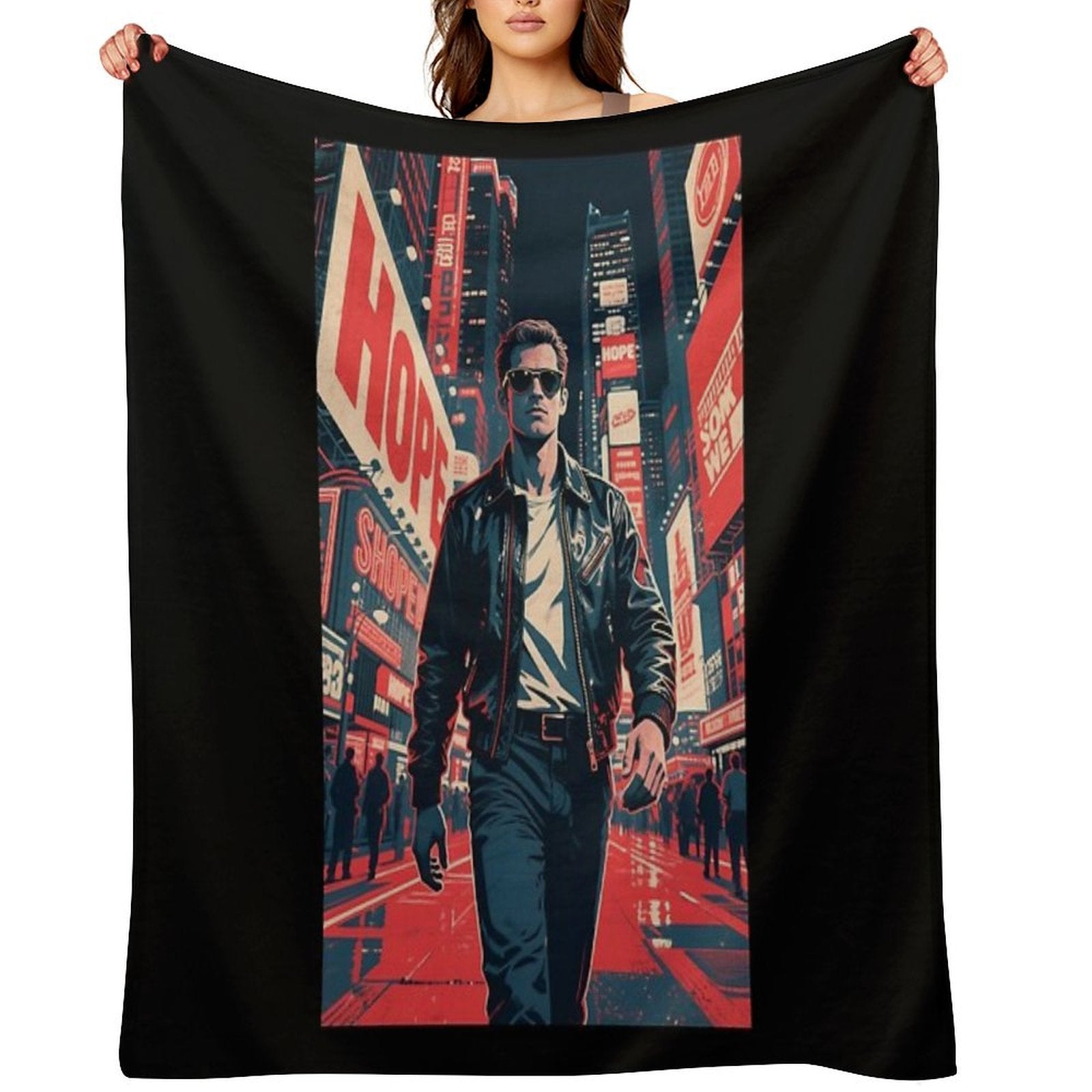 Times Square Rebel – Retro Street Style 80s Quick-dry Throw Blanket