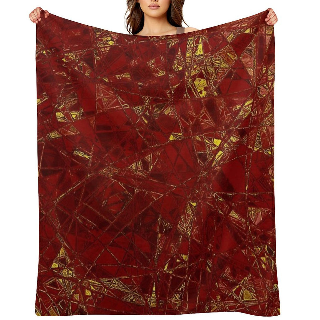 Aurelia- Red And Gold Metallic Wrinkle-free Throw Blanket