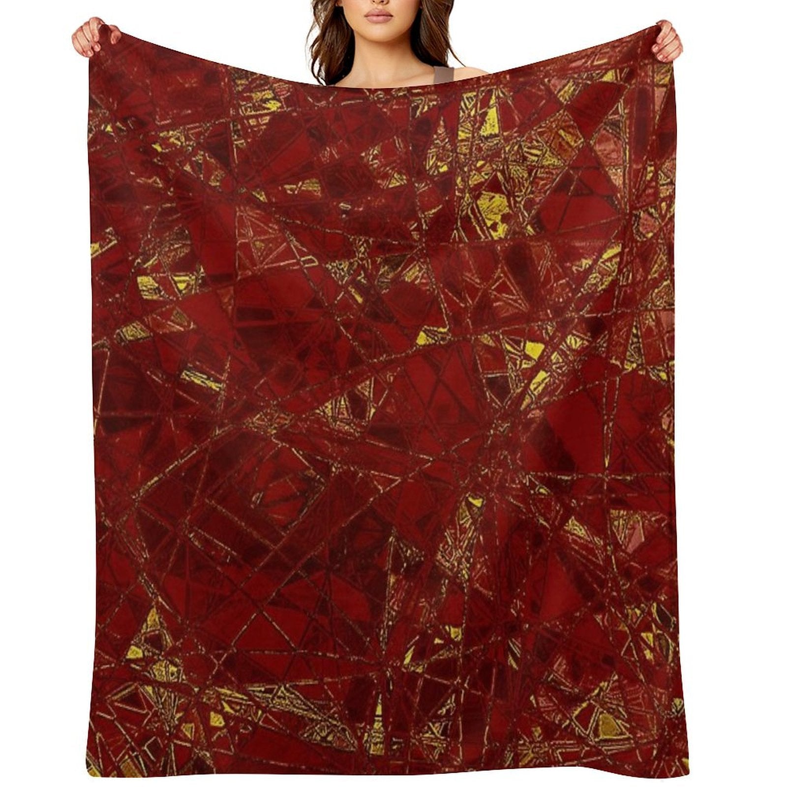 Aurelia- Red And Gold Metallic Wrinkle-free Throw Blanket