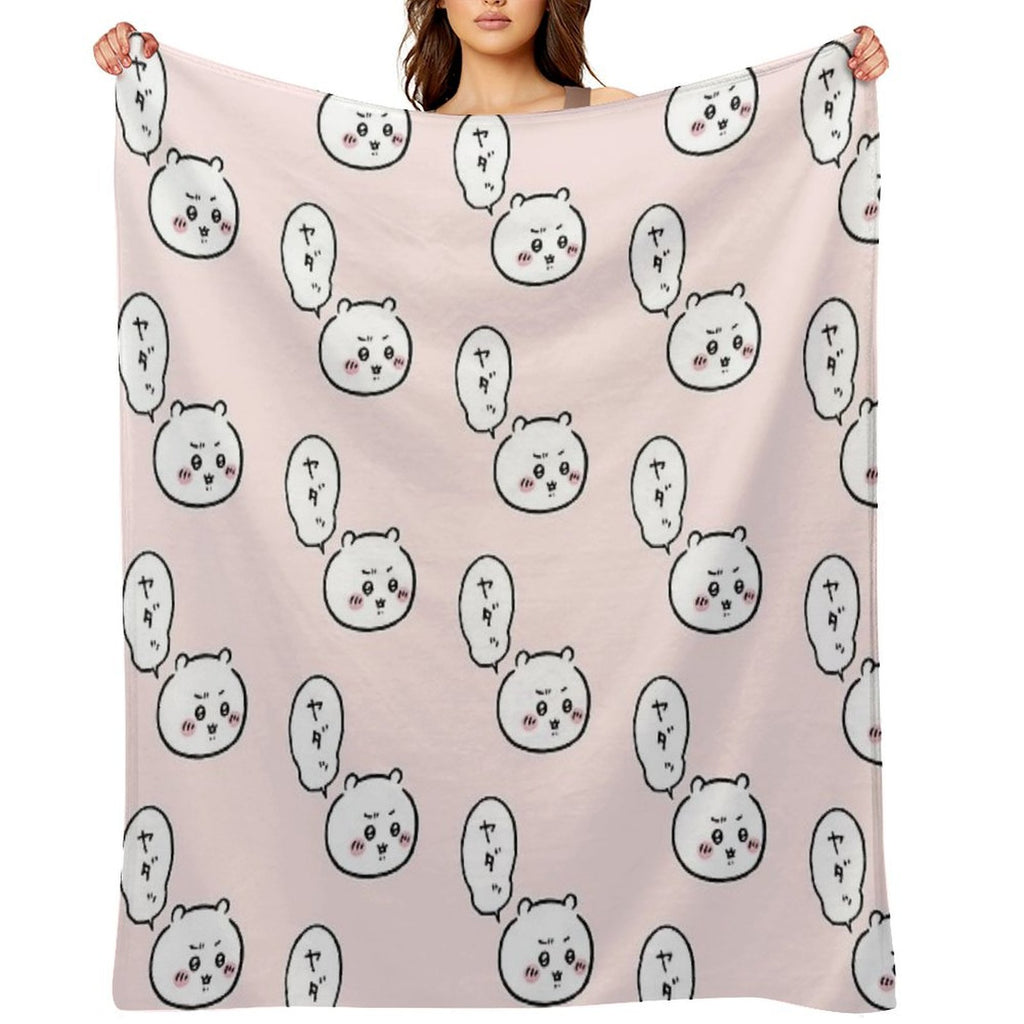 Chiikawa - Yada! No Way ちいかわ  Hachiware Usagi ハチワレ, うさぎ  Cute Kawaii Characters Bear Cat Rabbit Machine-washable Throw Blanket