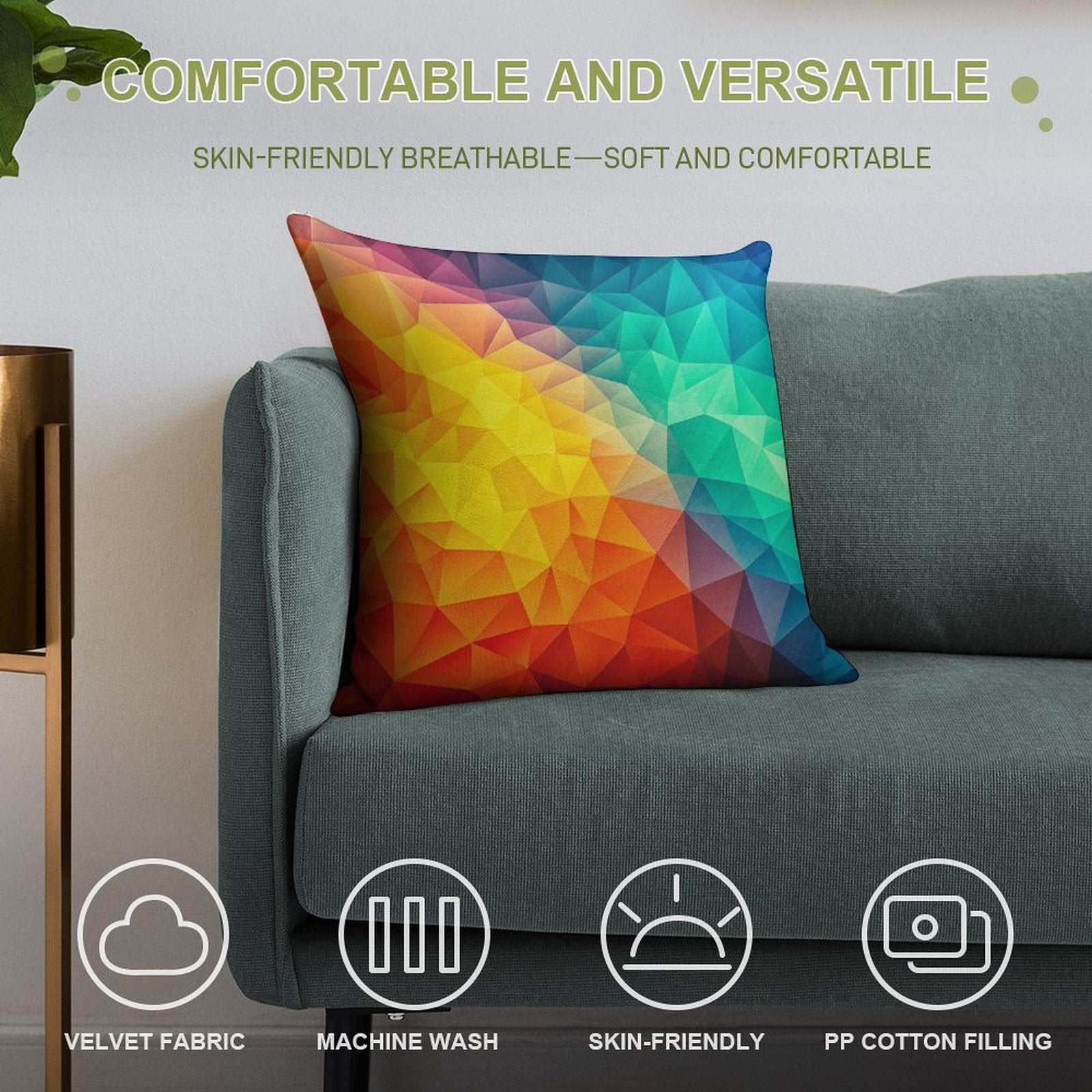 Abstract Multi Color Cubizm Painting Soft Gift Ready Throw Pillow