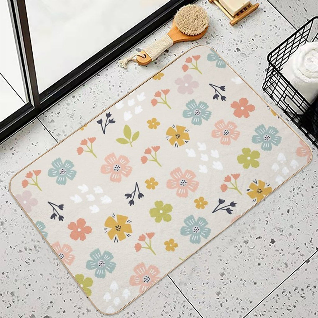 Spring Florals in Pastel Neutrals  Non-Slip Bath Mat