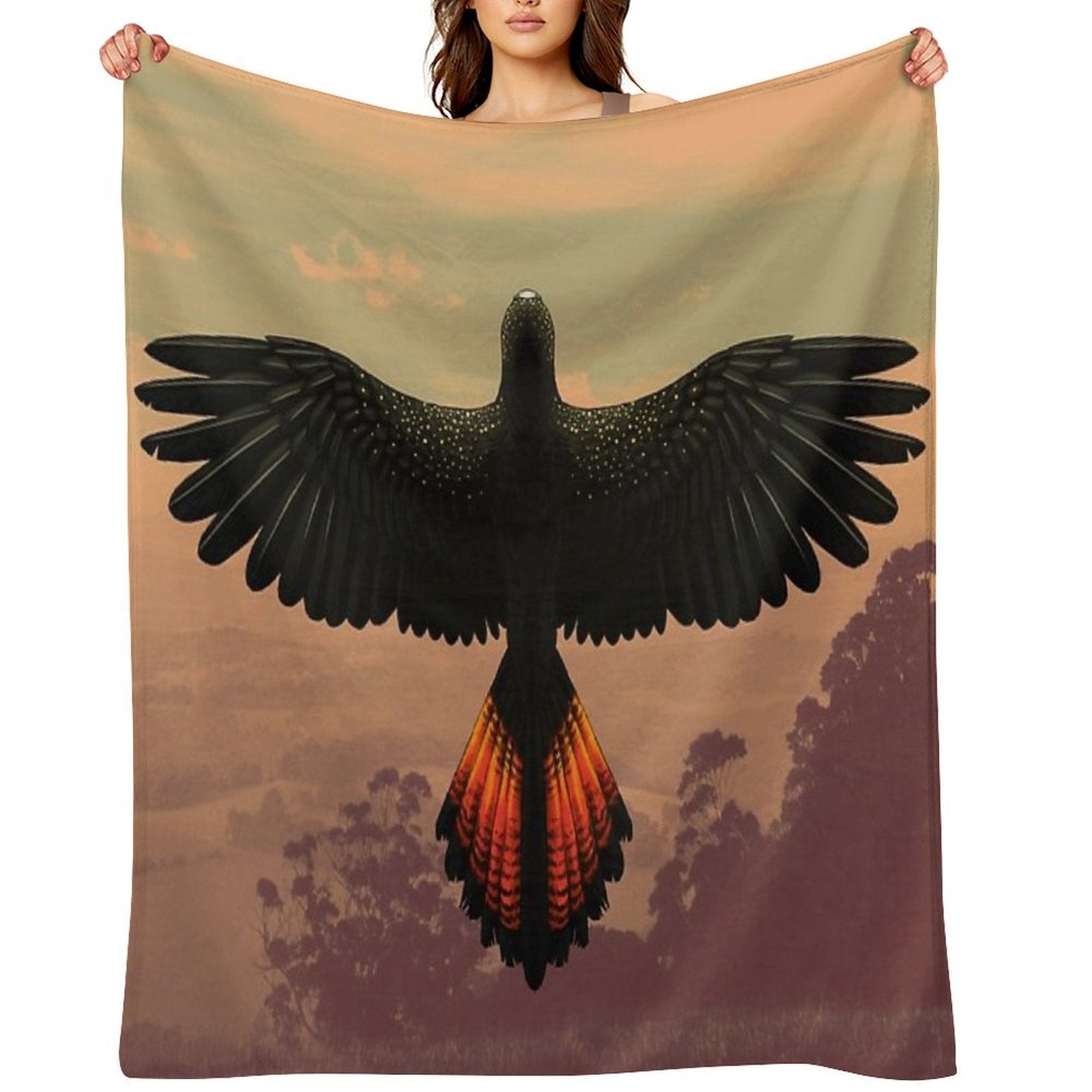Red-Tailed Black Cockatoo - Australian Bird Sustainable Throw Blanket