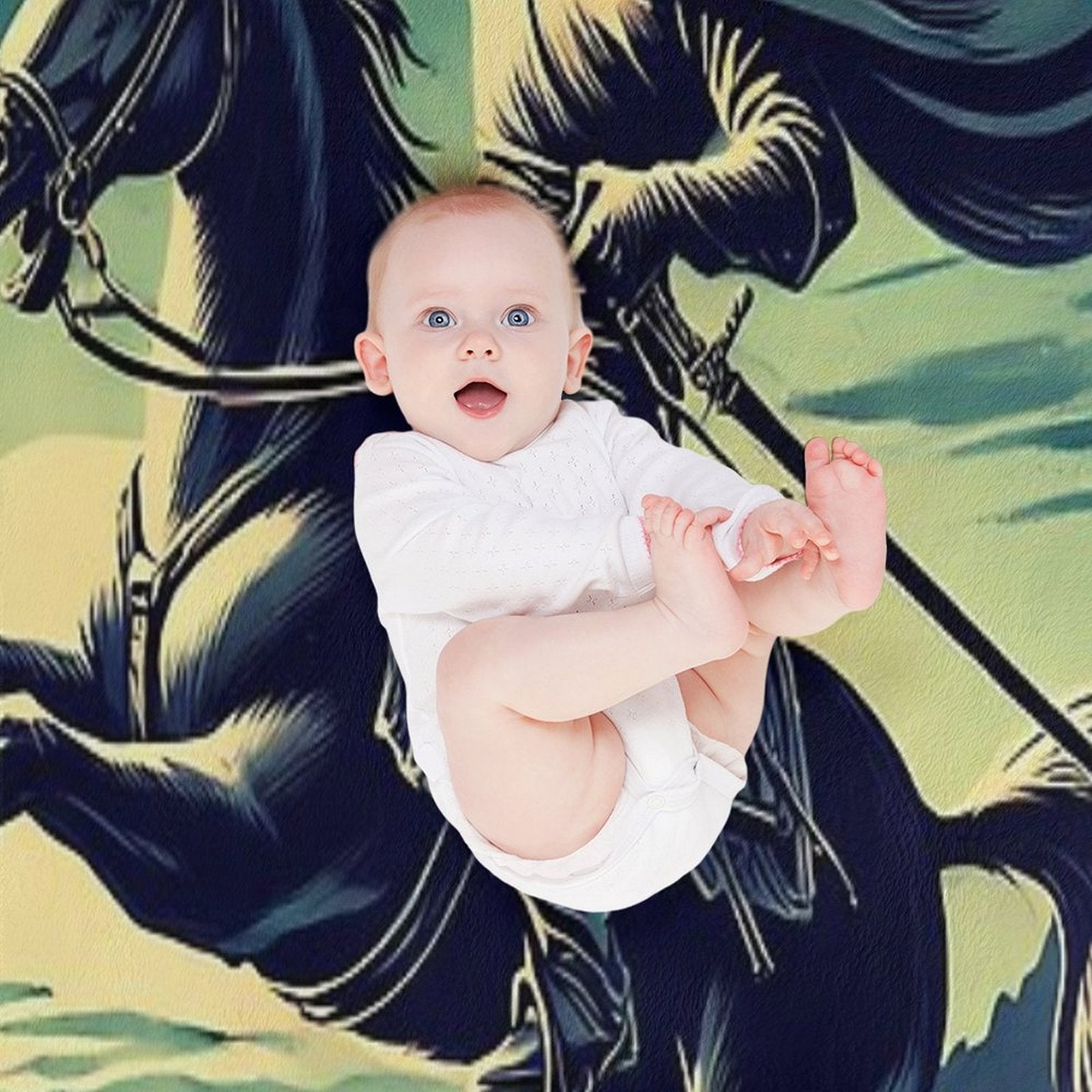 Vintage Zorro on Horseback with His Sword Sustainable Throw Blanket