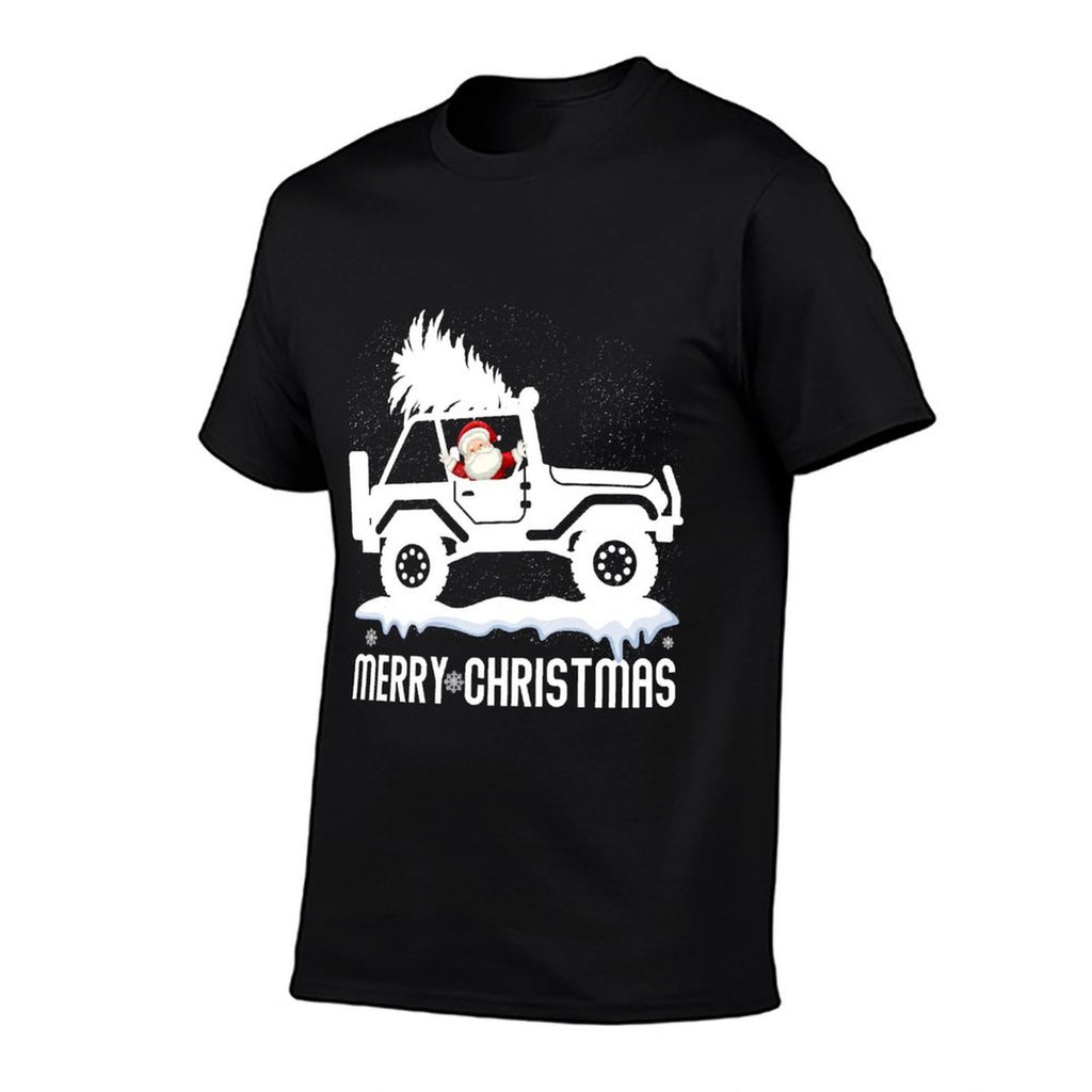 Santa In A SUV Christmas Tree - 4x4 Off-road Outdoor Trail  Oversized Silhouette T-Shirt