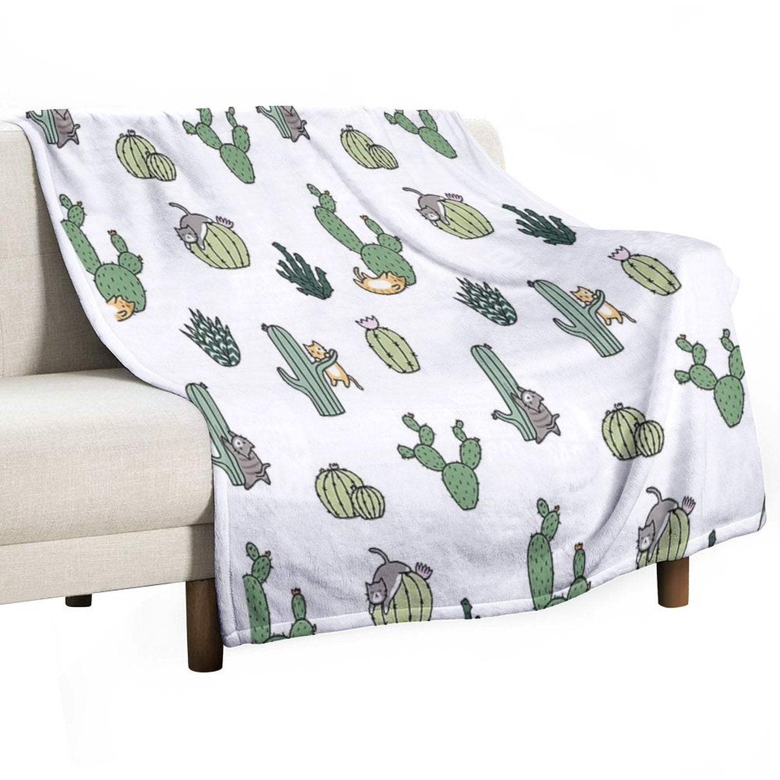 Cacti Cats Multi-functional Throw Blanket