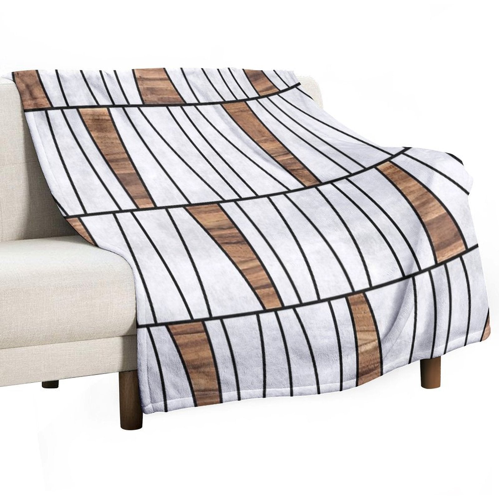 Mid-Century Modern Pattern No.4 - Concrete And Wood Premium Throw Blanket