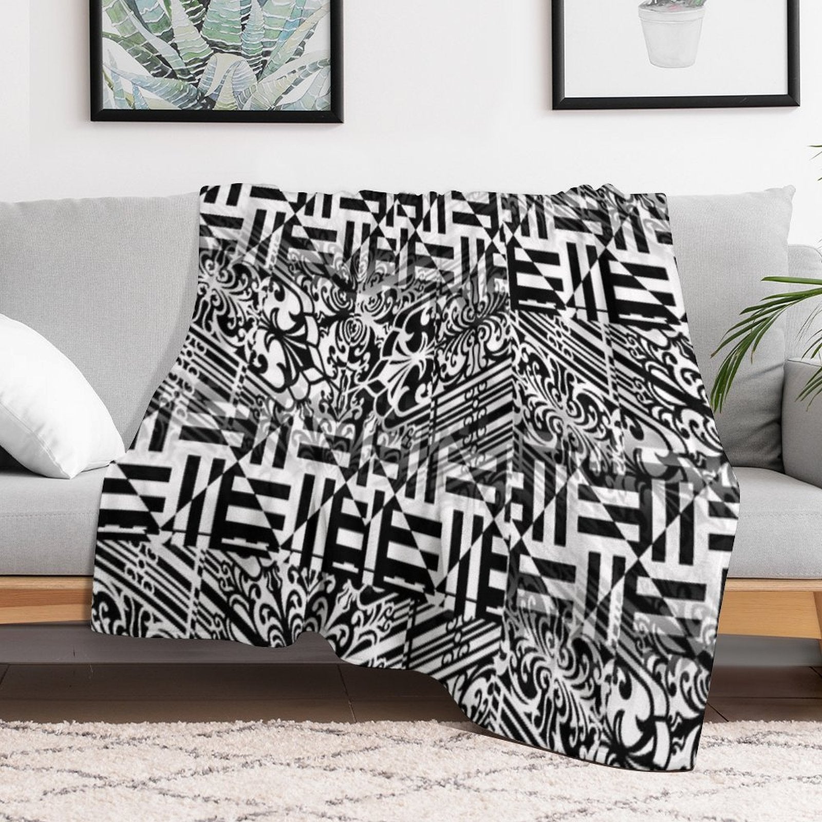 Black And White Madness Versatility Throw Blanket
