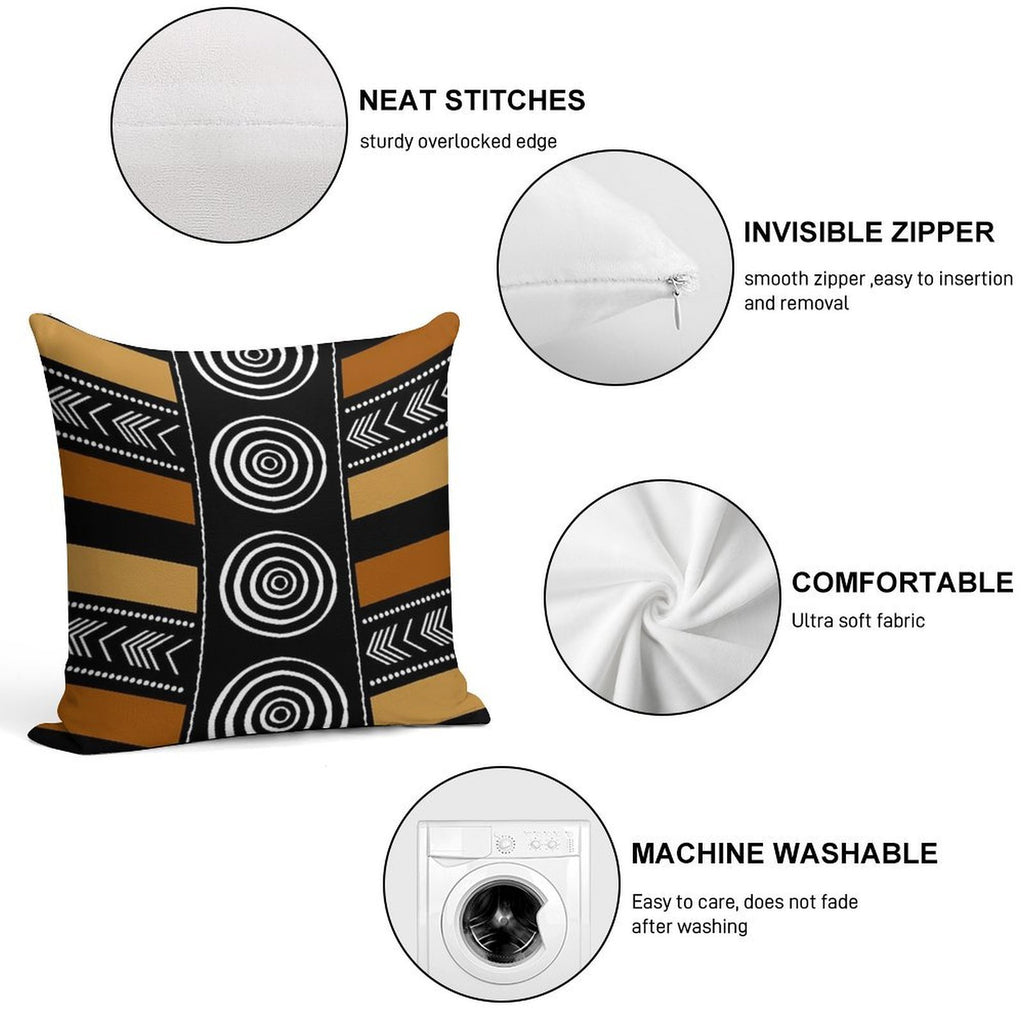 African Mud Cloth Artistry Art Soft Fade-Resistant Throw Pillow