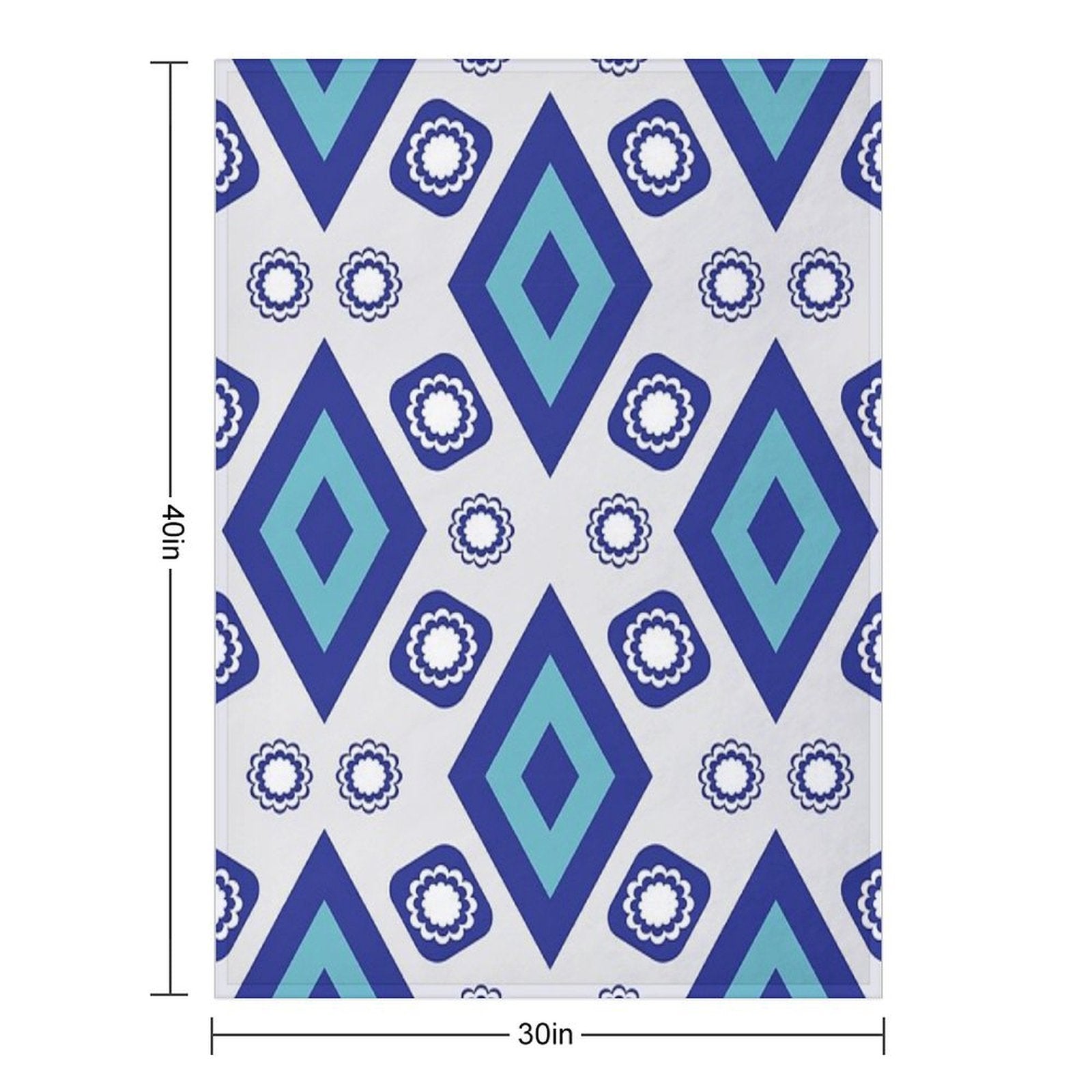 Blue Geometric And Floral Ethnic Pattern Durable Throw Blanket