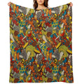 70s Psychedelic Mushroom Eco-conscious Throw Blanket